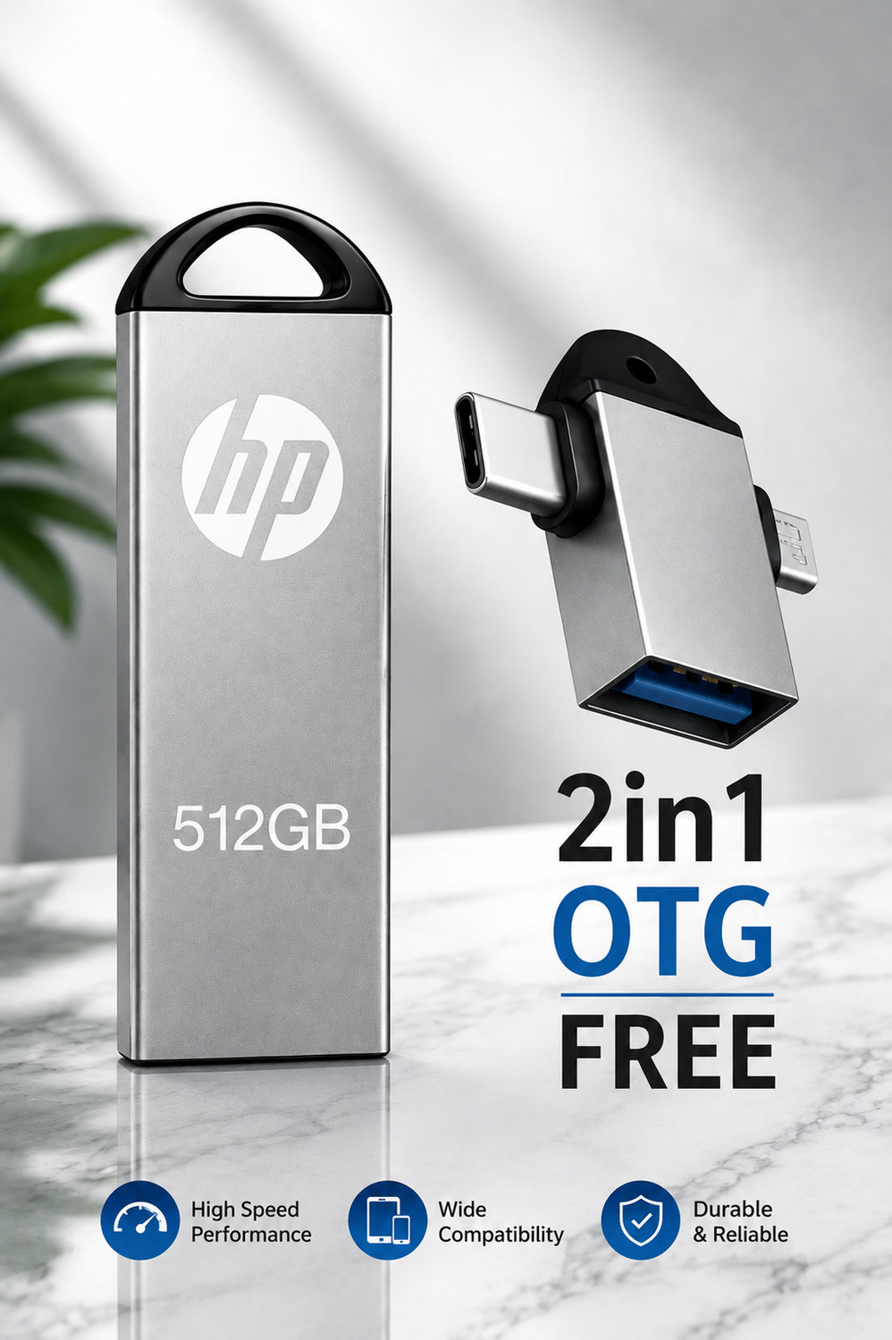 Image of HP V330 512 GB Pen Drive Compatible with Audio Player, Desktop Computer, Gaming Console, Laptop, Mobile, Netbook, Tablet, Television USB 3.0 Metal Case