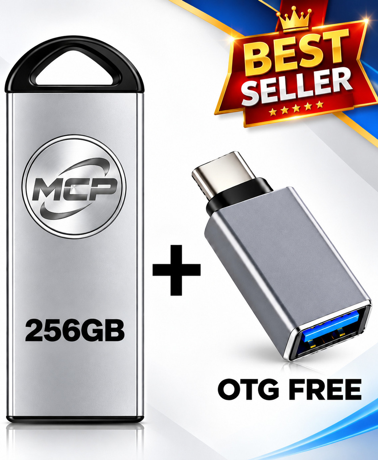 Image of MCP M256G TYEP C 256 GB Pen Drive Compatible with Audio Player, Desktop Computer, Gaming Console, Laptop, Mobile, Netbook, Tablet, Television USB 3.0, USB 2.0 Metal Case (Silver)