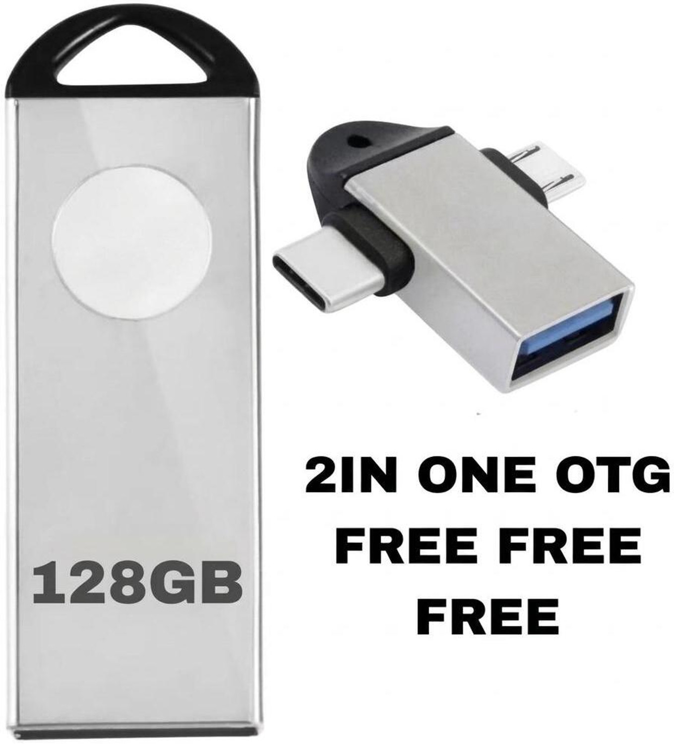 Image of OLYWIN 128 GB pendrive and 1 OTG connector combo 128 GB Pen Drive Compatible with Desktop Computer, Audio Player, Gaming Console, Laptop, Tablet, Television USB 3.0 Metal Case