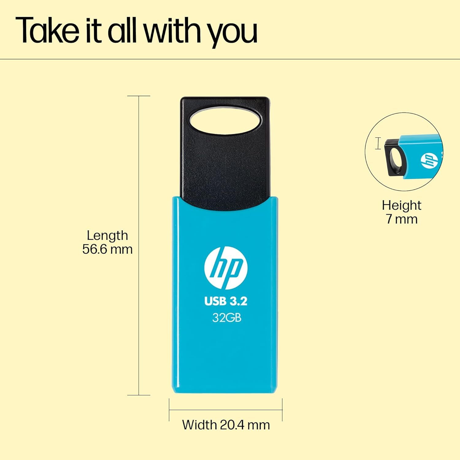 Image of HP 712w 32GB USB 3.2 Flash Drive 32 GB Pen Drive Compatible with Laptop, Mobile, Desktop Computer, Netbook, Television, Gaming Console USB 3.2 Metal Case