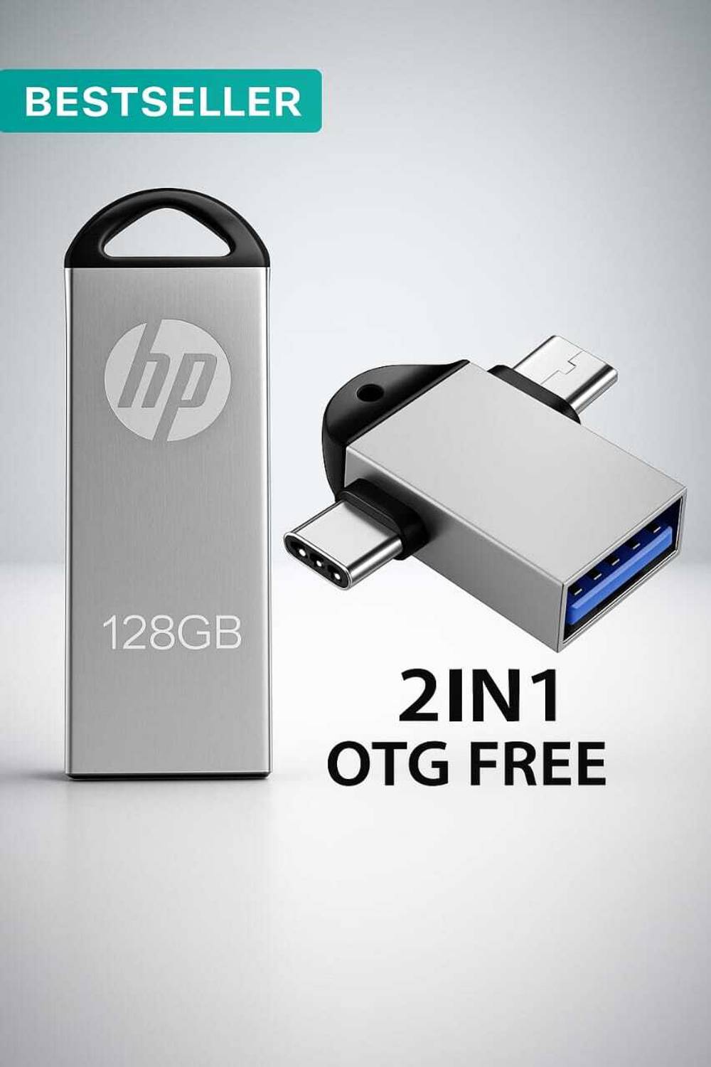 HP PENDRIVE 128 GB WITH TYEP C OTG 128 GB Pen Drive Compatible with Audio Player, Desktop Computer, Gaming Console, Laptop, Mobile, Tablet USB 3.0 Metal Case