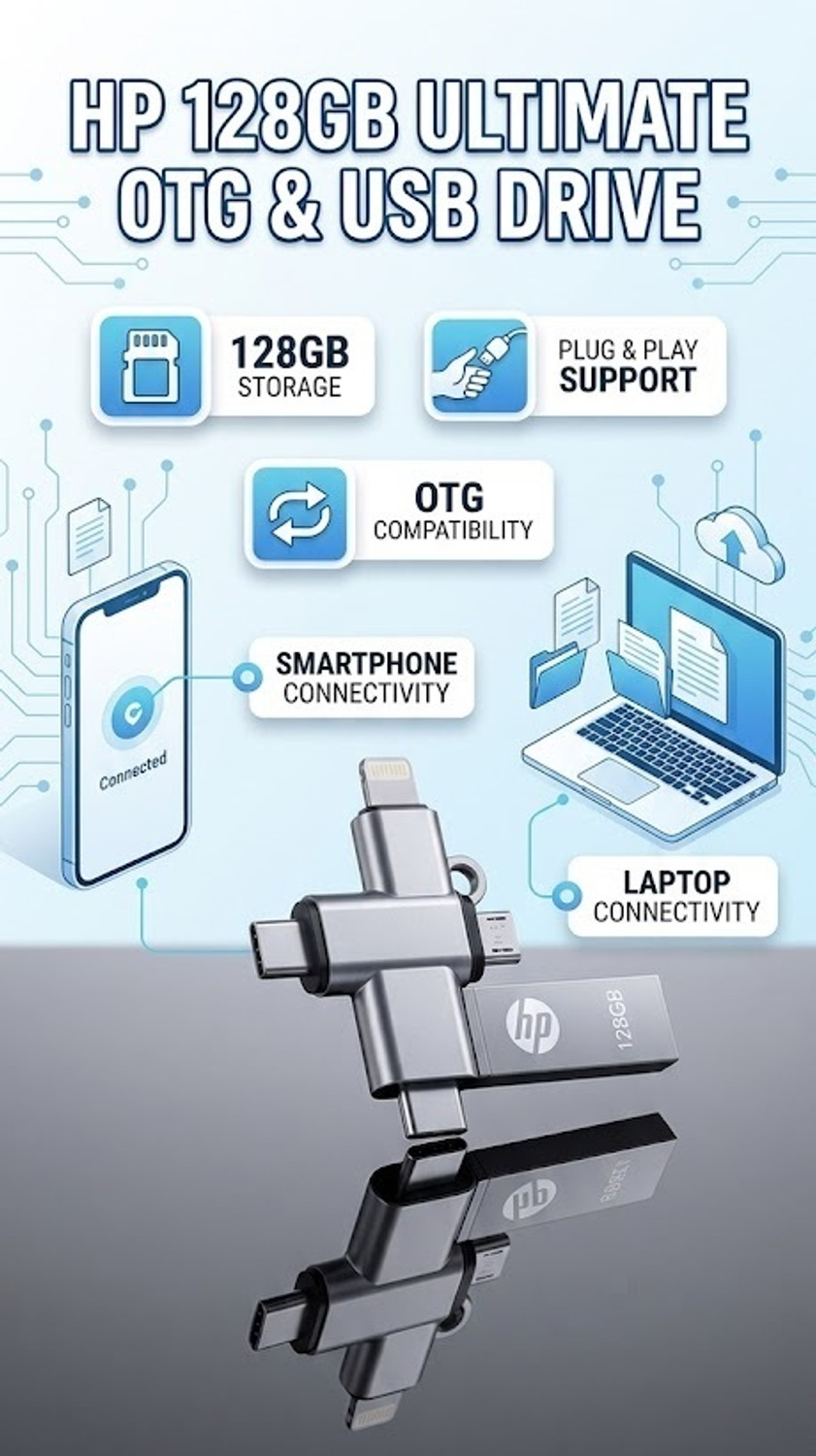 Image of HP 128 GB Pen Drive V220w LR 128 GB Pen Drive Compatible with Audio Player, Desktop Computer, Gaming Console, Laptop, Mobile, Netbook, Tablet, Television USB 2.0 Metal Case