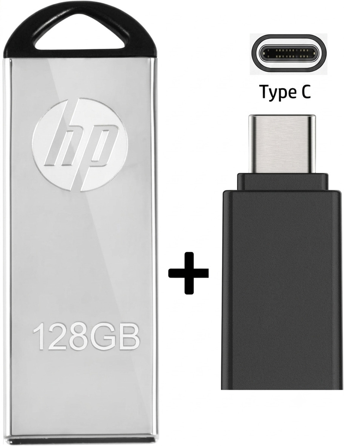 Image of HP V220L 128GB C OTG 128 GB Pen Drive Compatible with Audio Player, Desktop Computer, Gaming Console, Television, Netbook USB 3.0 Metal Case