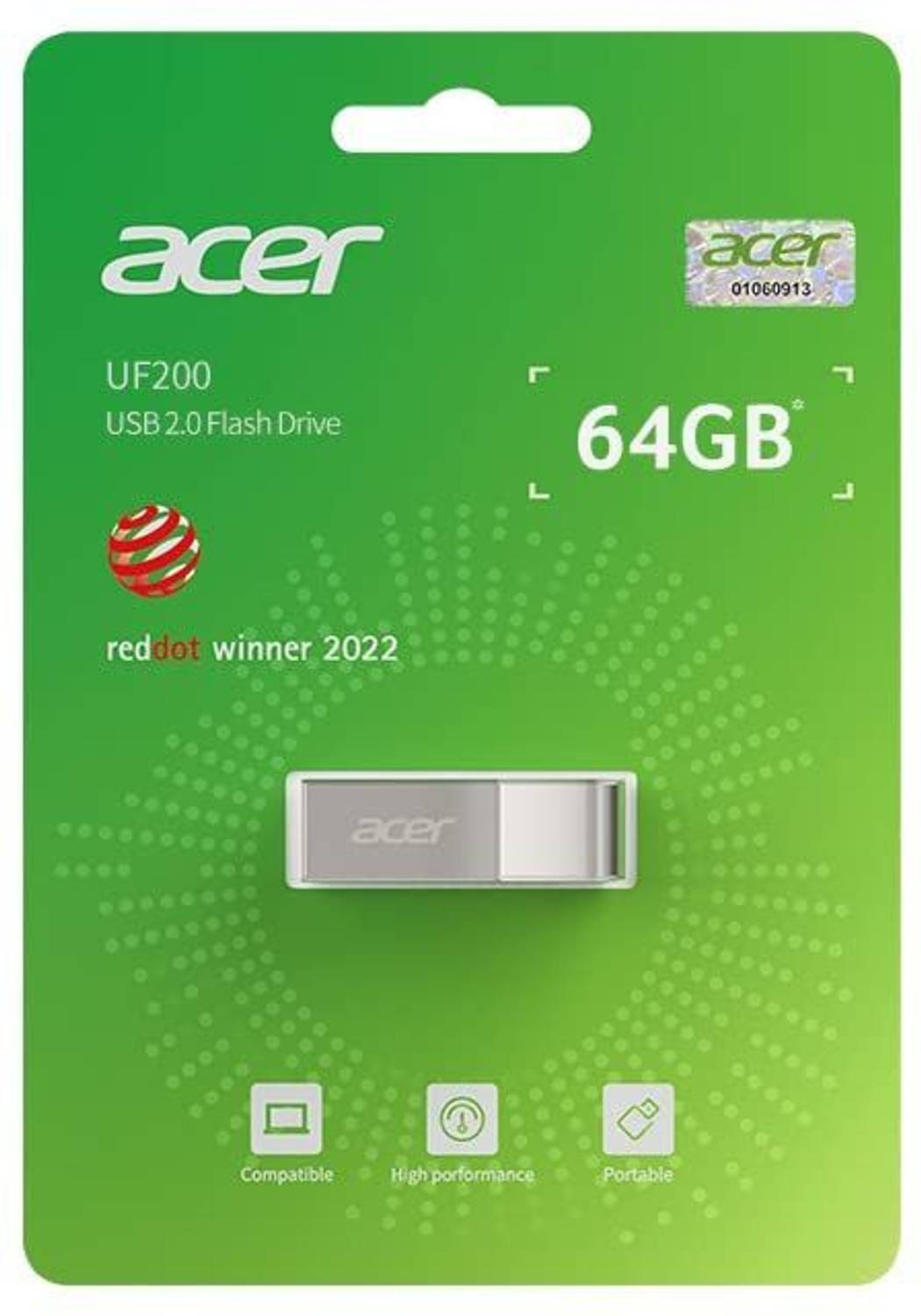 Acer UF200-64GB 64 GB Pen Drive Compatible with Desktop Computer, Laptop USB 2.0 Metal Case