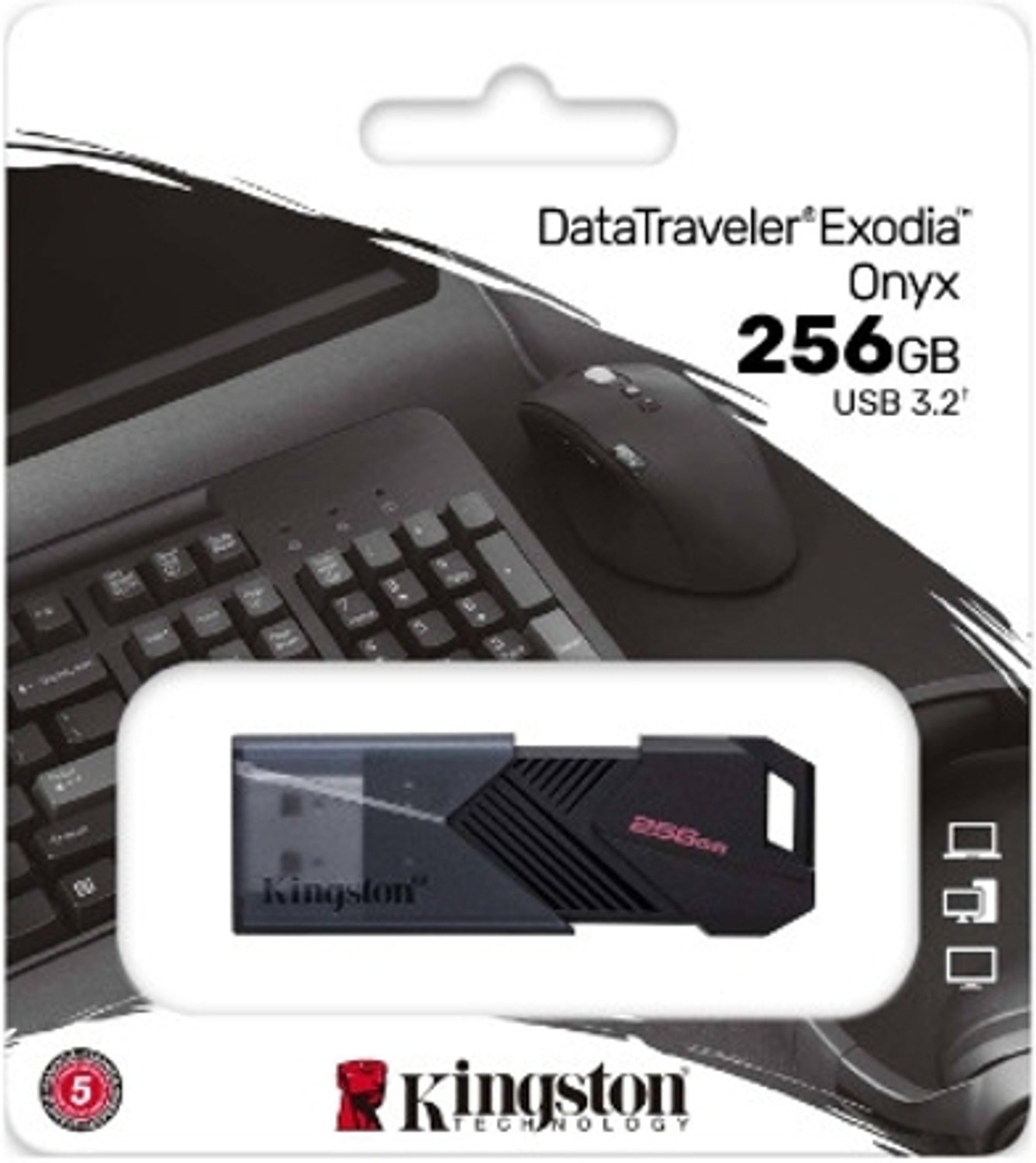 Image of KINGSTON DataTraveler Exodia Onyx USB 3.2 Flash Drive 256 GB Pen Drive Compatible with Audio Player, Laptop, Mobile, Tablet, Television USB 3.2 Plastic Case