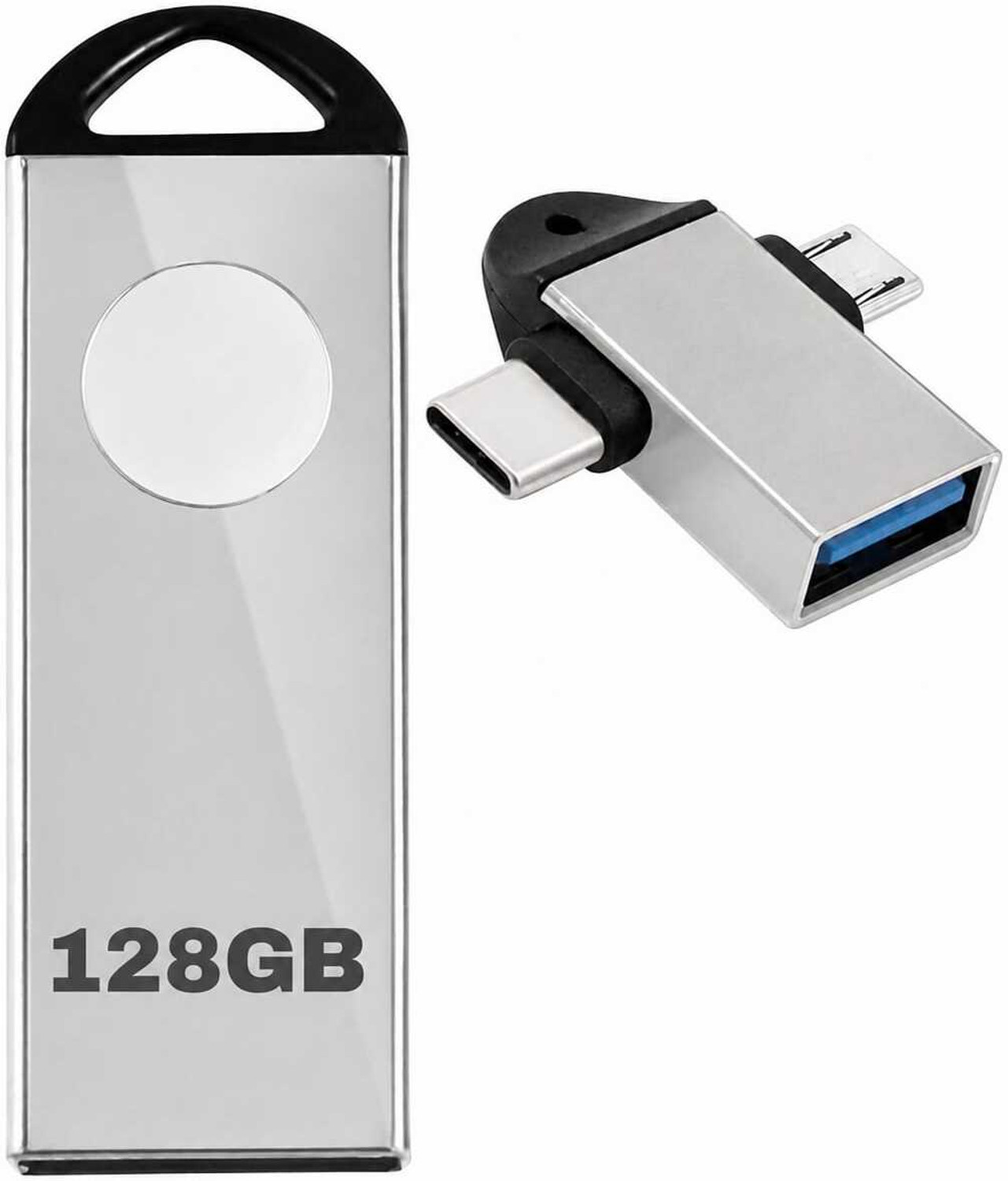 Image of OLYWIN 128 GB pendrive and 1 OTG connector combo 128 GB Pen Drive Compatible with Desktop Computer, Audio Player, Gaming Console, Laptop, Tablet, Television USB 3.0 Metal Case