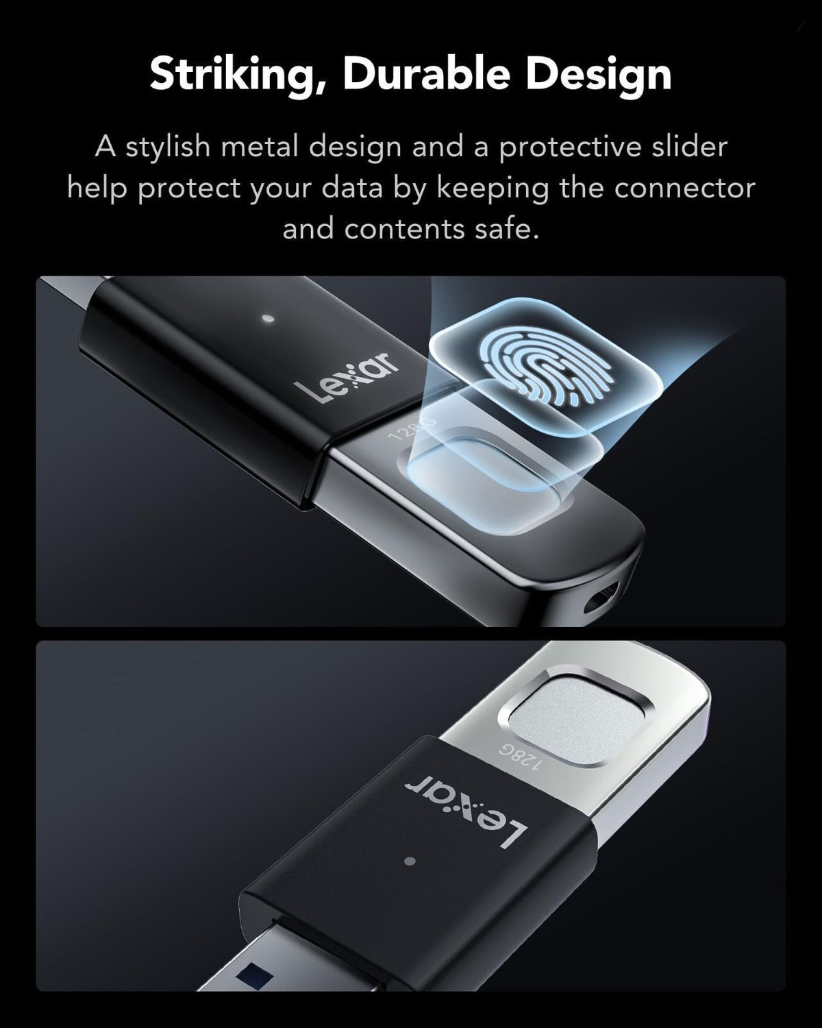 Image of Lexar Fingerprint F35 Pro Gen1 (400MB /s Read) 256 GB Pen Drive Compatible with Laptop USB 3.1 Metal Case