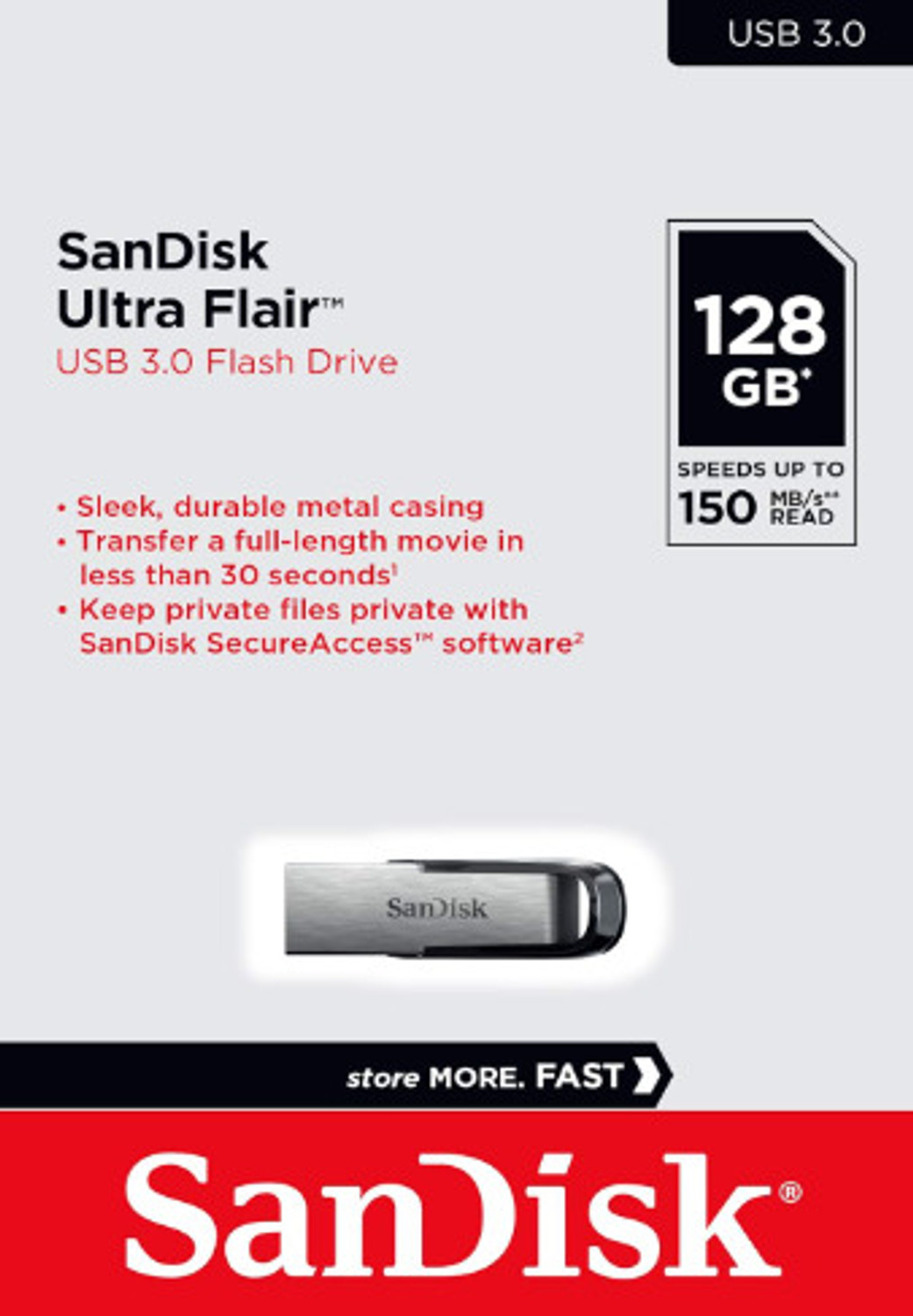 Image of SanDisk SDCZ73-128 128 Pen Drive Compatible with Laptop, Desktop Computer USB 3.0 Plastic Case