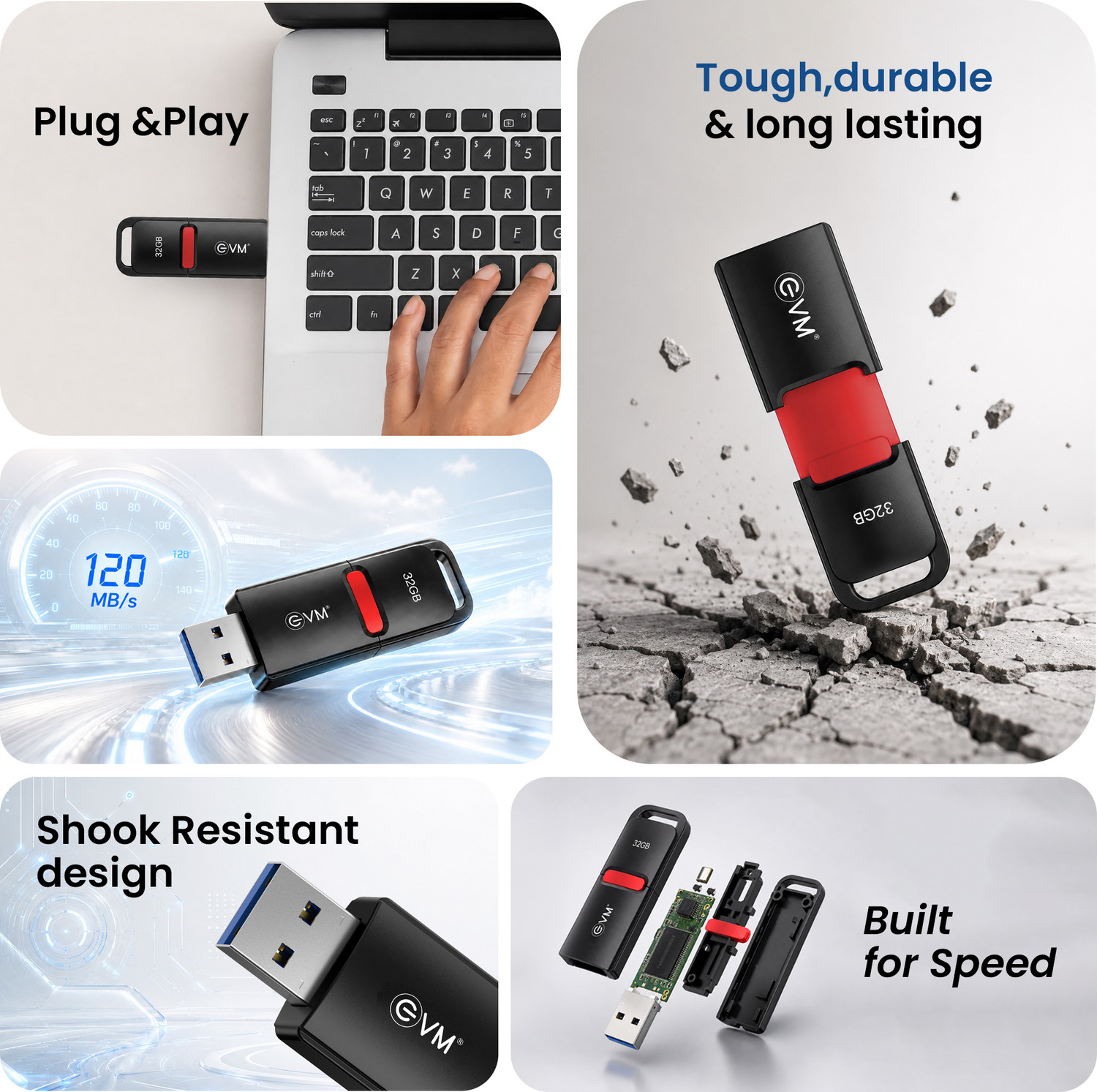 Image of EVM ENX /32G 32 GB Pen Drive Compatible with Laptop, Desktop Computer, Audio Player, Television USB 3.2 Plastic Case