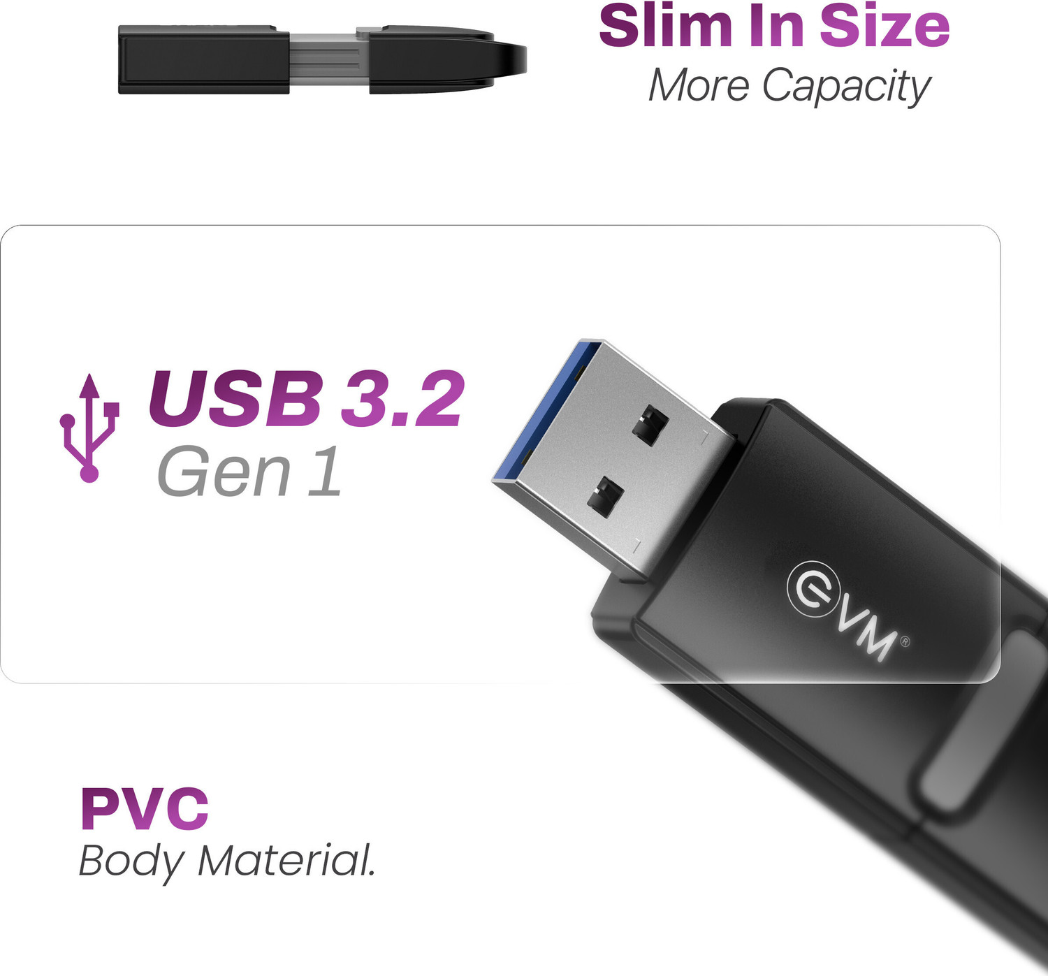 Image of EVM ENX /256G 256 GB Pen Drive Compatible with Laptop, Desktop Computer, Audio Player, Television USB 3.2 Plastic Case