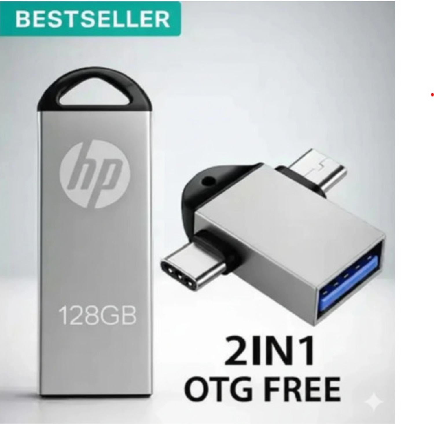 Image of HP V220W 128 GB + 2IN 1 OTG FREE 128 GB Pen Drive Compatible with Desktop Computer, Audio Player, Laptop, Mobile, Tablet USB 2.0, USB 3.0 Metal Case