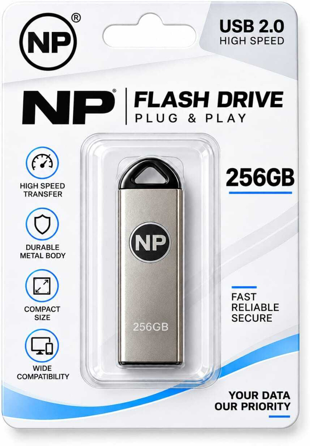 Image of NP 256GB PenDrive Super Quality 256 GB Pen Drive Compatible with Audio Player, Desktop Computer, Gaming Console, Laptop, Mobile, Netbook, Tablet USB 2.0 Metal Case (Silver)
