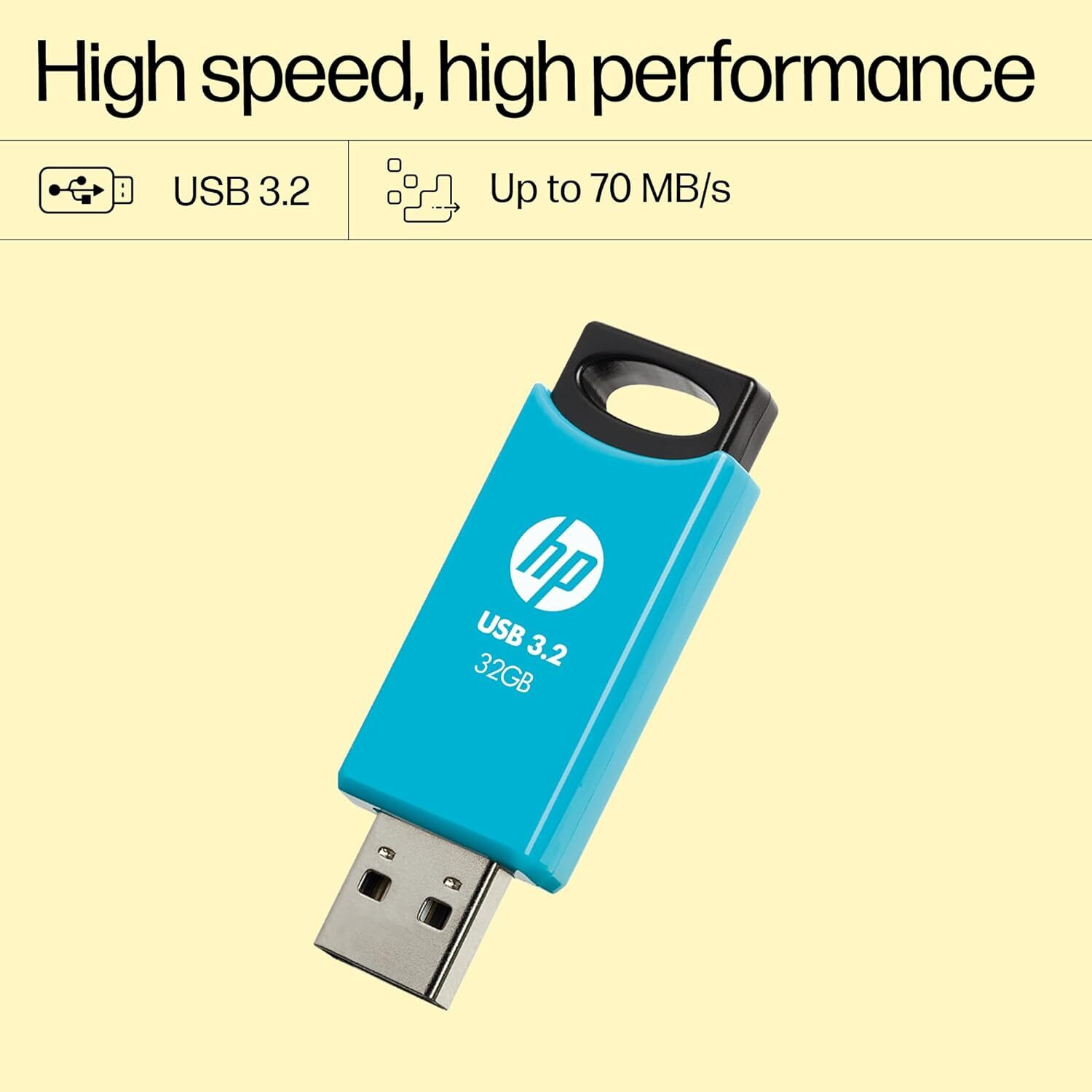 Image of HP 712w 32GB USB 3.2 Flash Drive 32 GB Pen Drive Compatible with Laptop, Mobile, Desktop Computer, Netbook, Television, Gaming Console USB 3.2 Metal Case