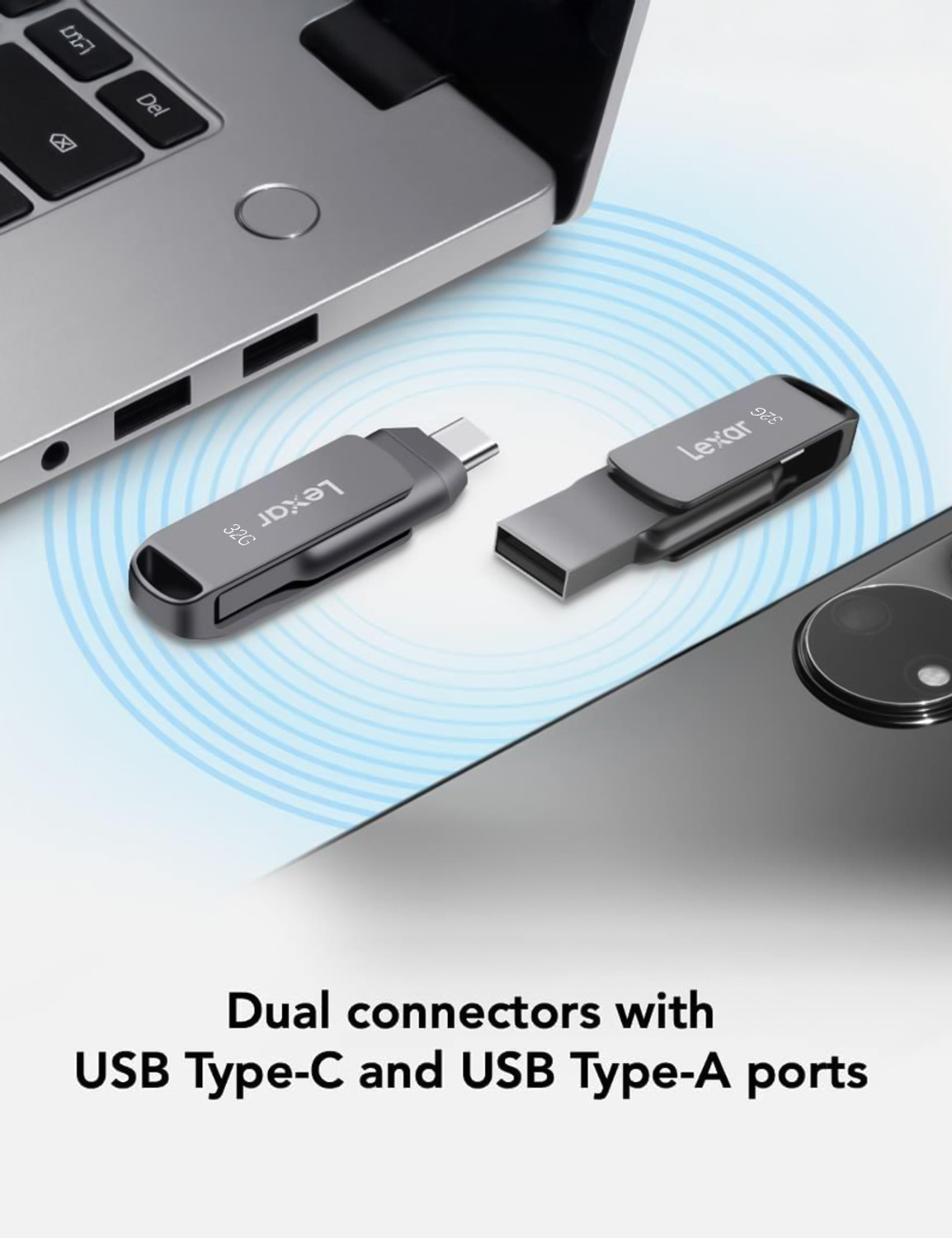 Image of Lexar Dual USB Flash Drive 32GB (Type-C & Type-A, USB 3.1, 100MB /s) 32 GB Pen Drive Compatible with Mobile, Laptop, Desktop Computer USB 3.1 Metal Case