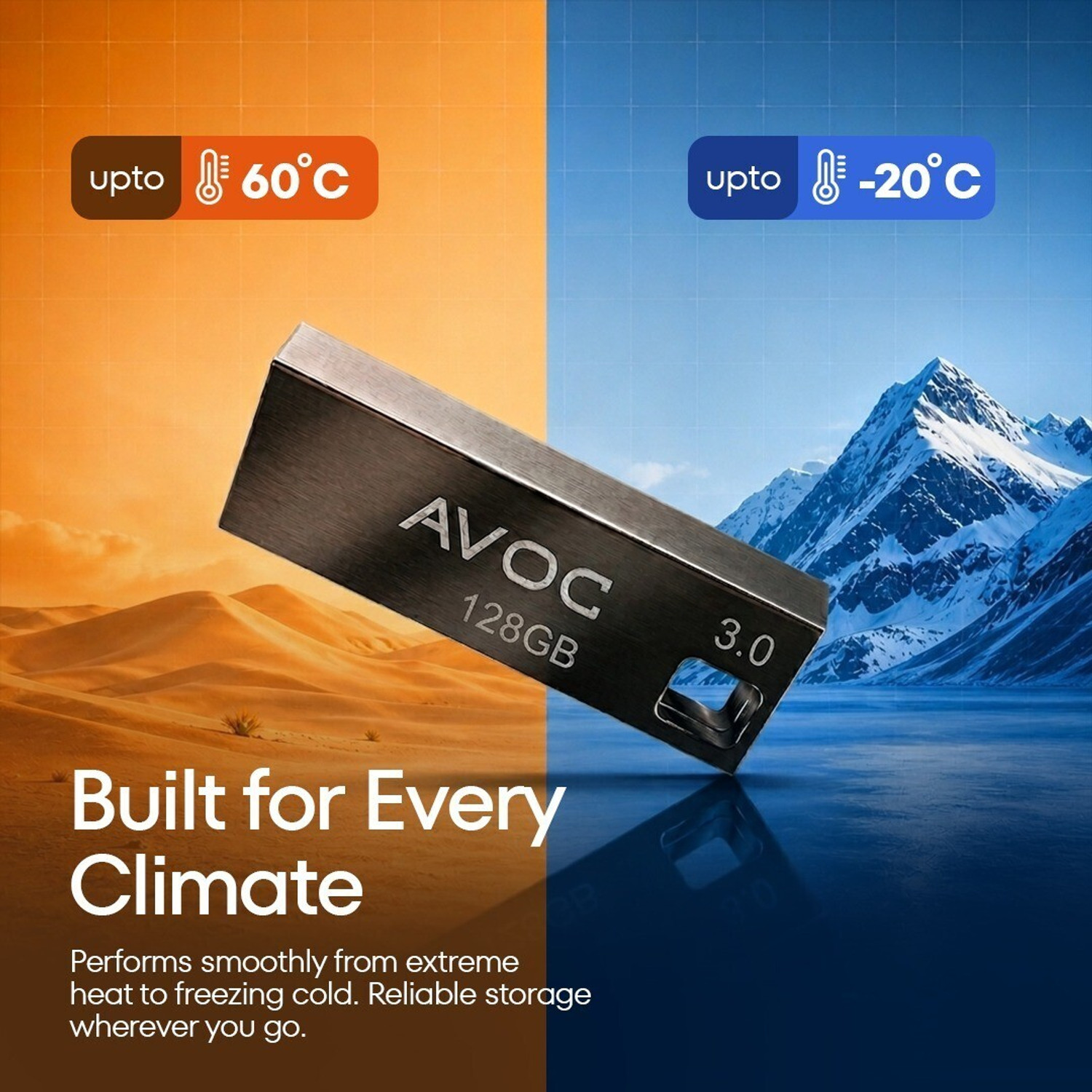 Image of AVOC FLASH HIGH Speed Metal USB Flash Drive F02 128 GB Pen Drive Compatible with Laptop, Desktop Computer, Audio Player USB 3.0 Metal Case