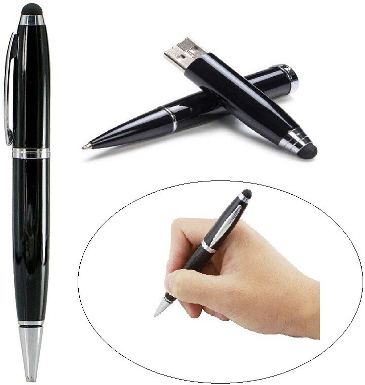 Image of Nexshop Genuine Z Black Pen Style Flash Drive USB Hidden Connector 32 GB Pen Drive Compatible with Gaming Console, Desktop Computer, Tablet, Audio Player, Television, Laptop USB 2.0 Metal Case
