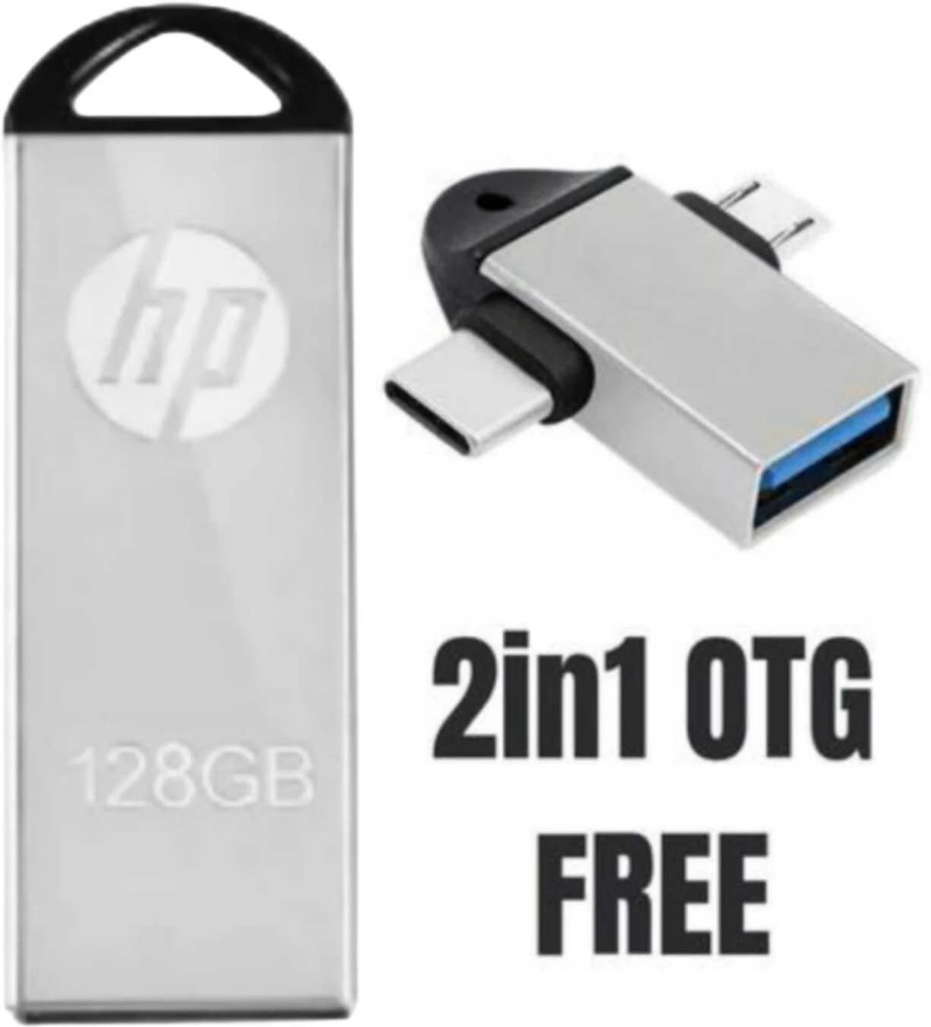 Image of HP V220W Flash Drive 128 GB Pen Drive Compatible with Laptop, Netbook, Tablet, Mobile, Desktop Computer USB 2.0, USB 3.0 Metal Case