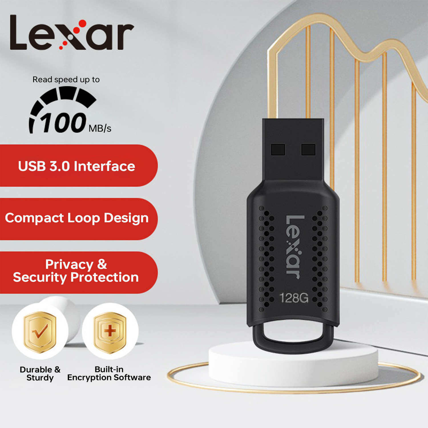Image of Lexar JumpDrive V400 128GB USB 3.2 Gen 1 Flash Drive (Up to 100MB /s) 128 GB Pen Drive Compatible with Desktop Computer, Mobile USB 3.2 Plastic Case