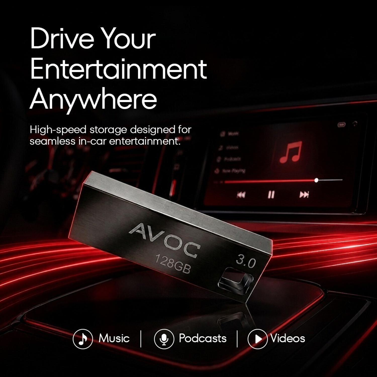 Image of AVOC FLASH HIGH Speed Metal USB Flash Drive F02 128 GB Pen Drive Compatible with Laptop, Desktop Computer, Audio Player USB 3.0 Metal Case