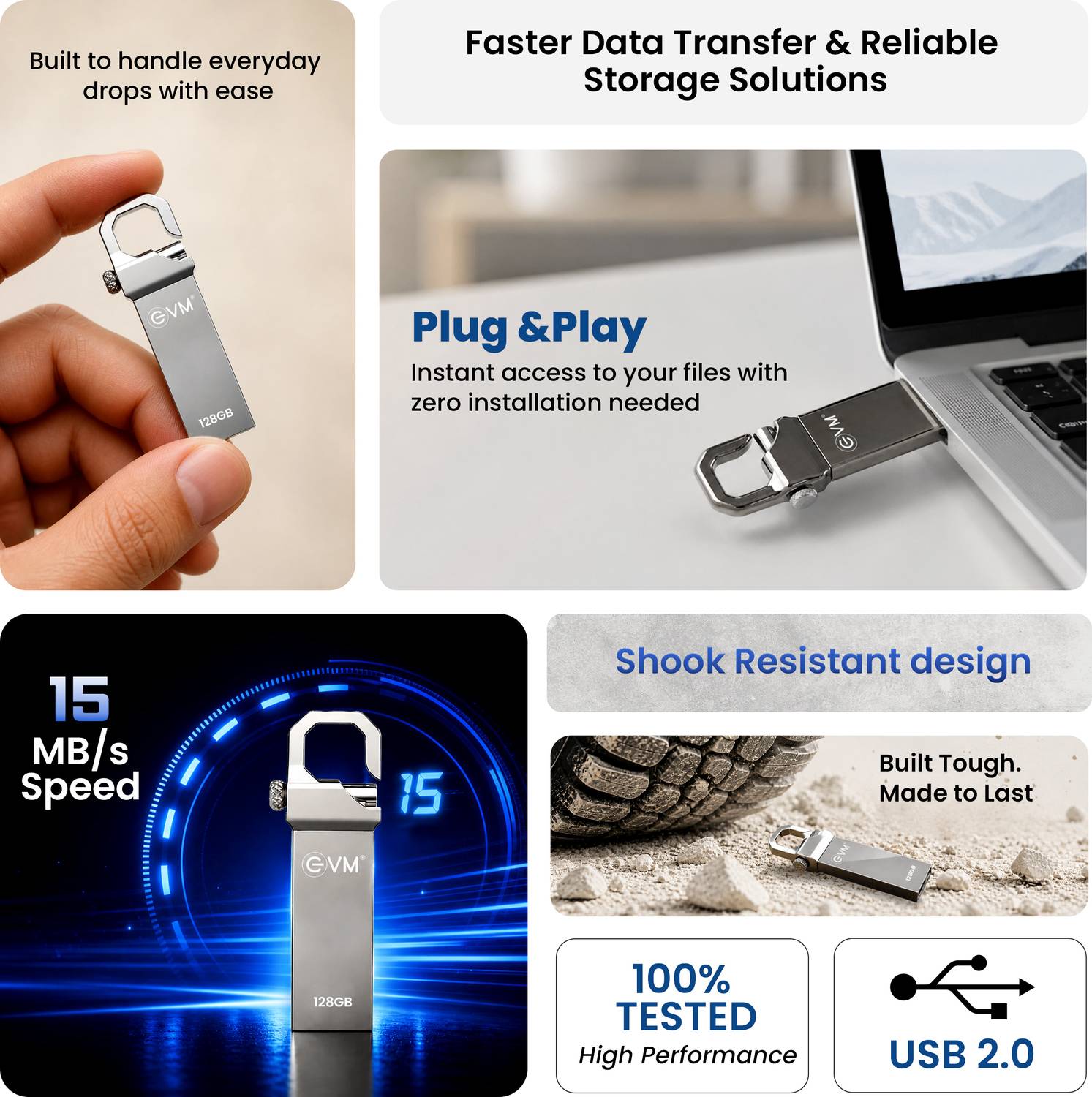 EVM 128GB USB 2.0 Pen Drive Metal Case - Image 2