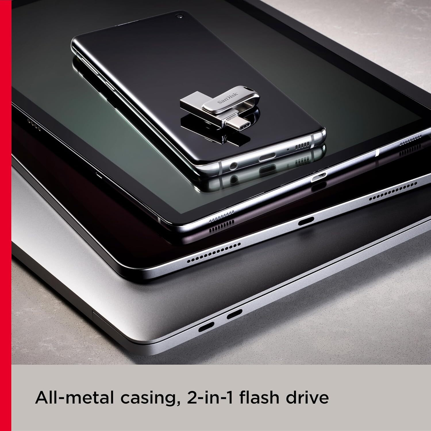 Image of SanDisk Ultra Dual Drive Luxe Type-C 128GB, OTG, Upto 400MB /s, Pendrive 128 GB OTG Drive Compatible with Mobile, Desktop Computer, Laptop, Tablet USB 3.2 Metal Case (Silver, Type A to Type C)