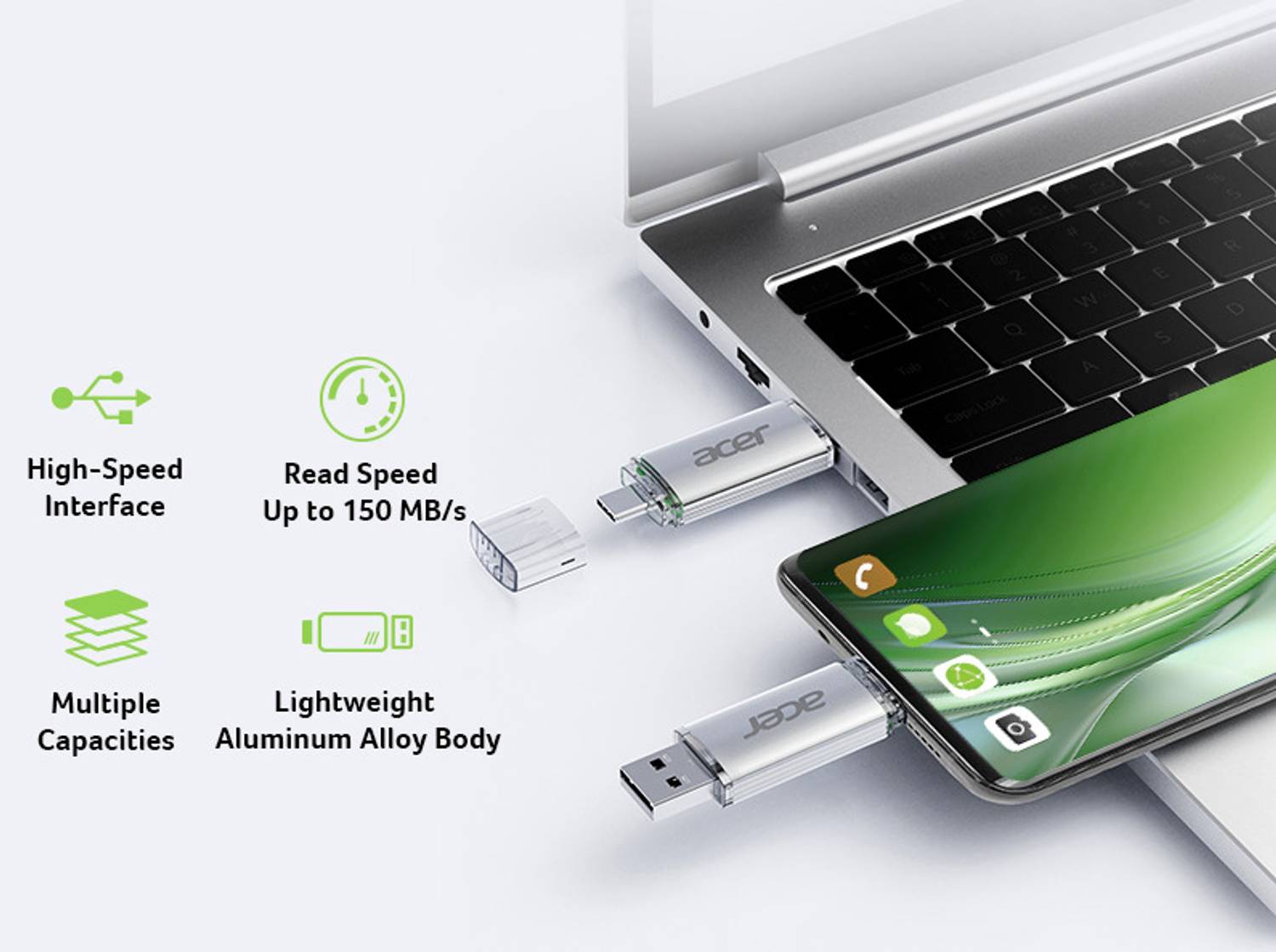 Acer Premium UT300 128GB USB 3.2 Dual Port Drive - Image 4