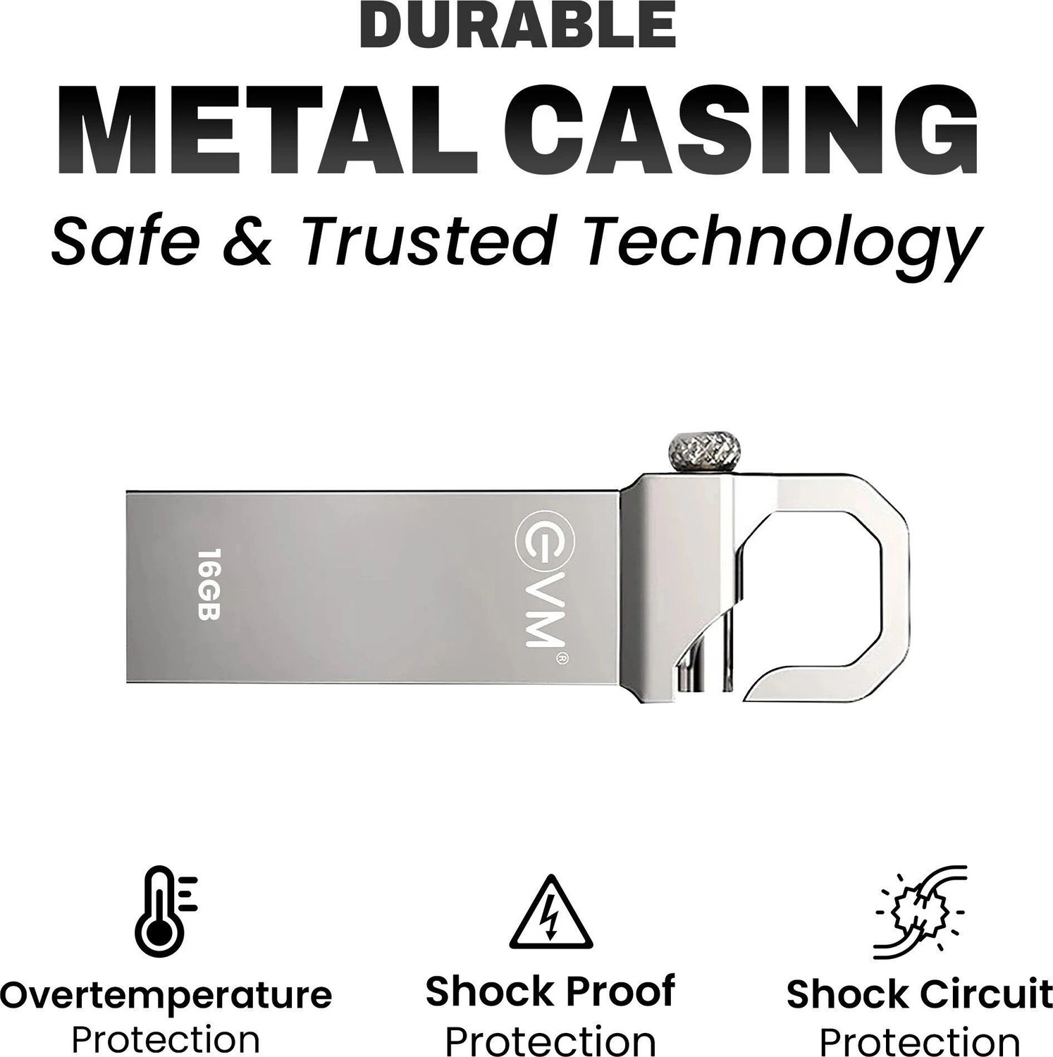 Image of EVM EVMPD /16GB 16 GB OTG Drive Compatible with Desktop Computer, Laptop USB 2.0 Metal Case