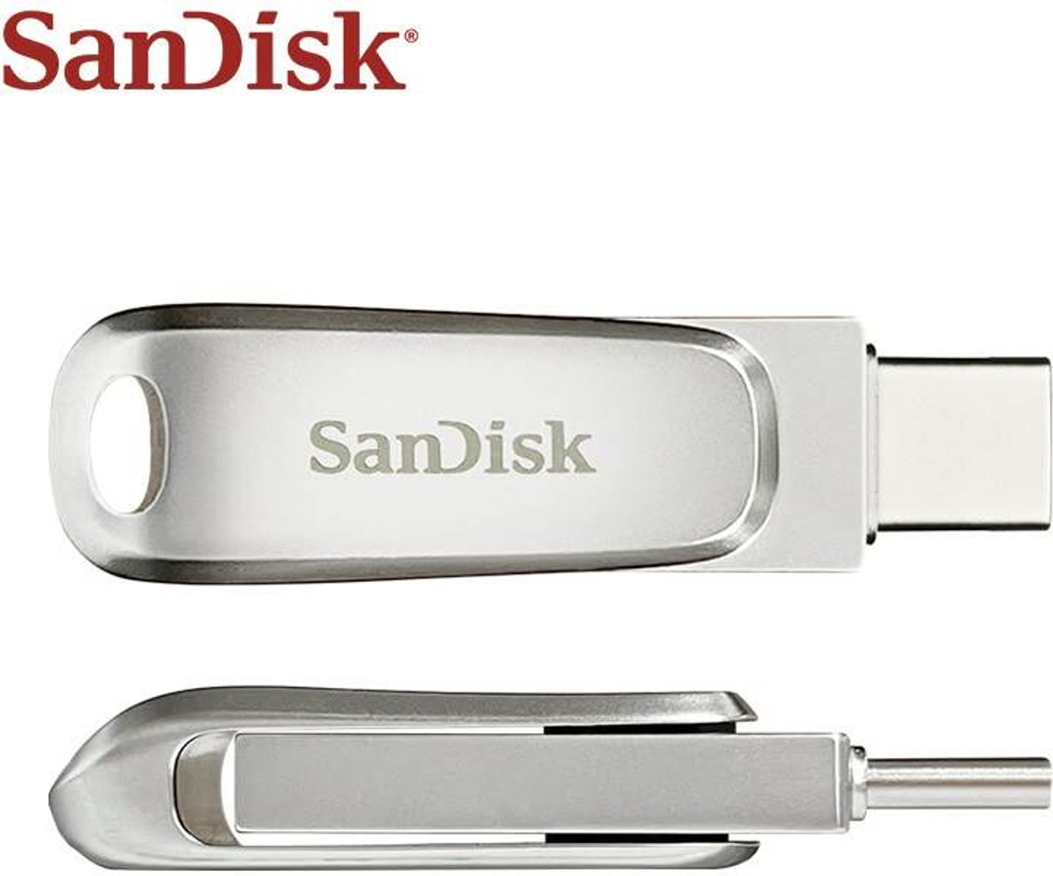 Image of SanDisk SDDDC4-128G-I47PD 128 GB OTG Drive Compatible with Laptop, Desktop Computer, Audio Player, Mobile, Tablet, Netbook, Gaming Console, Television USB 3.2 Metal Case