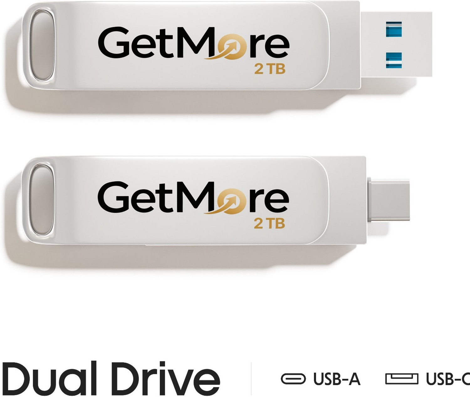 Image of Getmor computer storage type-C and usb type-A 2 TB OTG Drive Compatible with Desktop Computer, Laptop, Mobile, Television, Audio Player USB 3.0 Metal Case