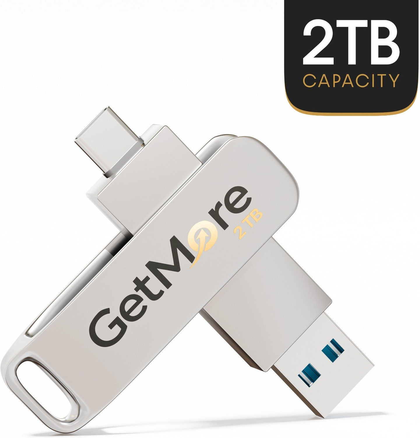 Image of Getmor computer storage type-C and usb type-A 2 TB OTG Drive Compatible with Desktop Computer, Laptop, Mobile, Television, Audio Player USB 3.0 Metal Case