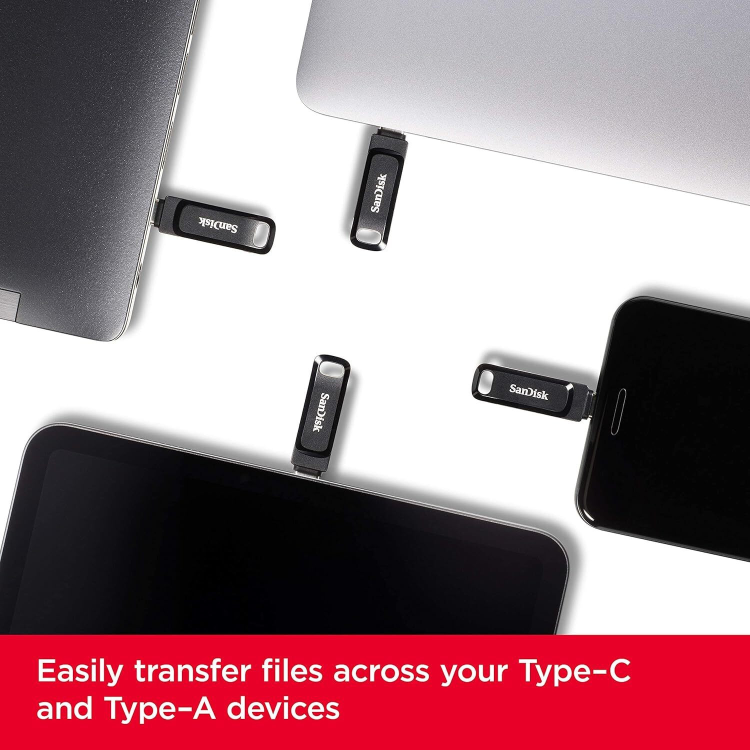 Image of SanDisk Dual Drive Go usb3.0 Type C Pendrive 128 GB OTG Drive Compatible with Desktop Computer, Mobile, Tablet, Television USB 3.0 Metal Case