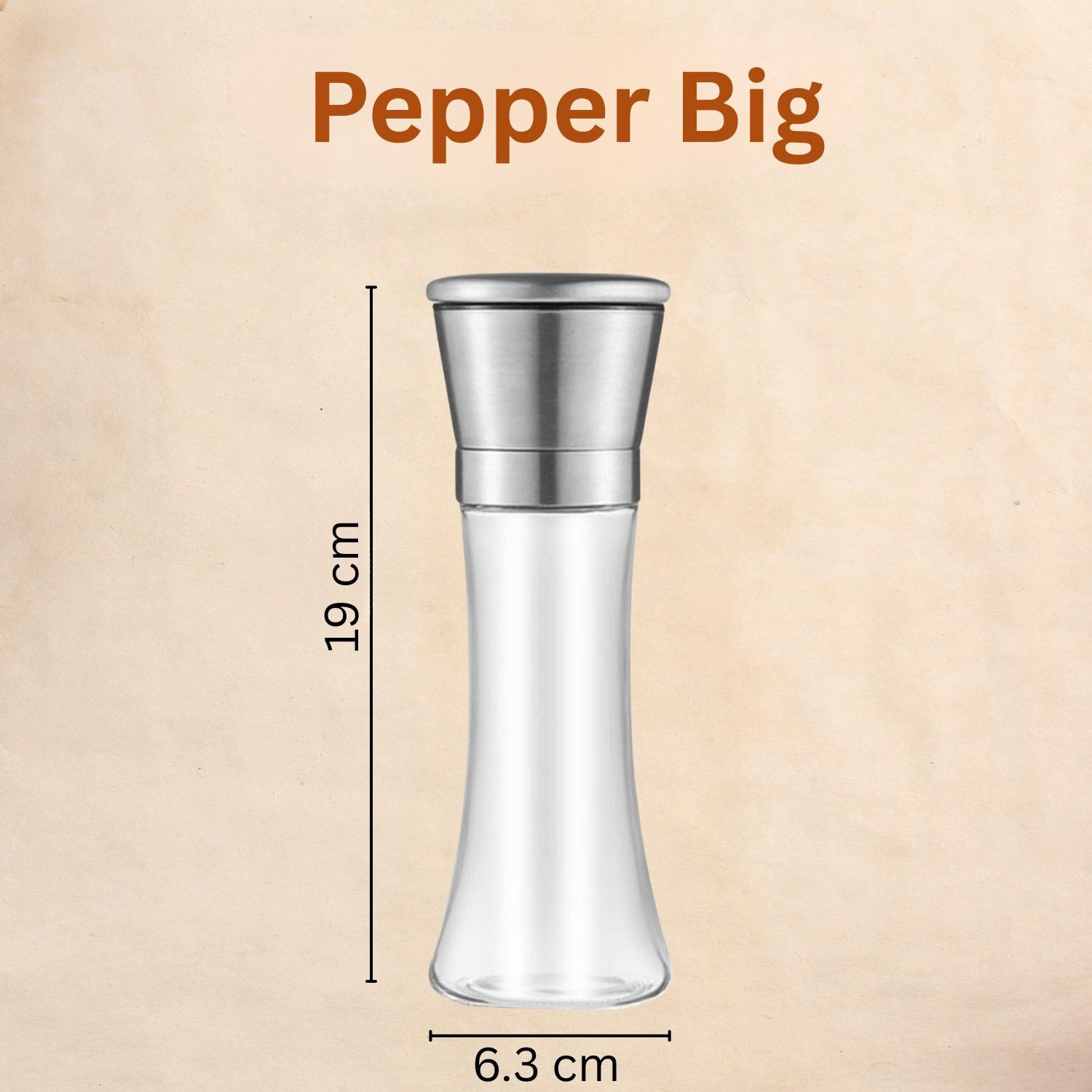 Image of Baskety Pepper Grinder Glass Salt or Pepper, Set of 2 Big Glass Squeeze Mill