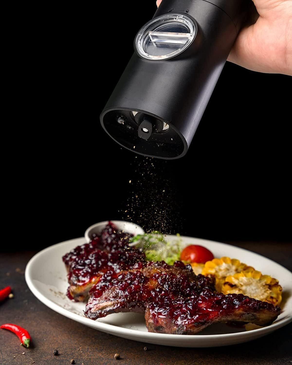 Image of Homevilla Electric Gravity Salt&Pepper Grinder, Adjustable Coarseness, One Hand Operation Stainless Steel, Plastic Electric Mill