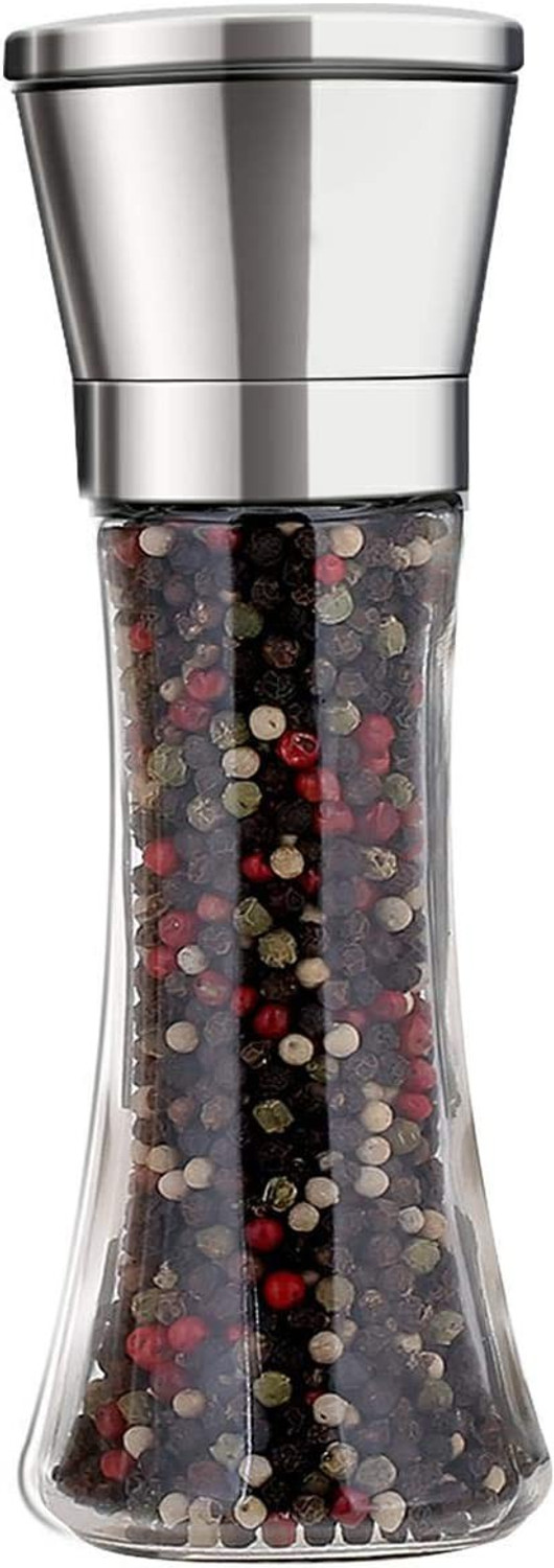 Image of Onprix Stainless Steel Salt and Black Pepper Mill Grinder Shakers Glass Traditional Pepper Mill