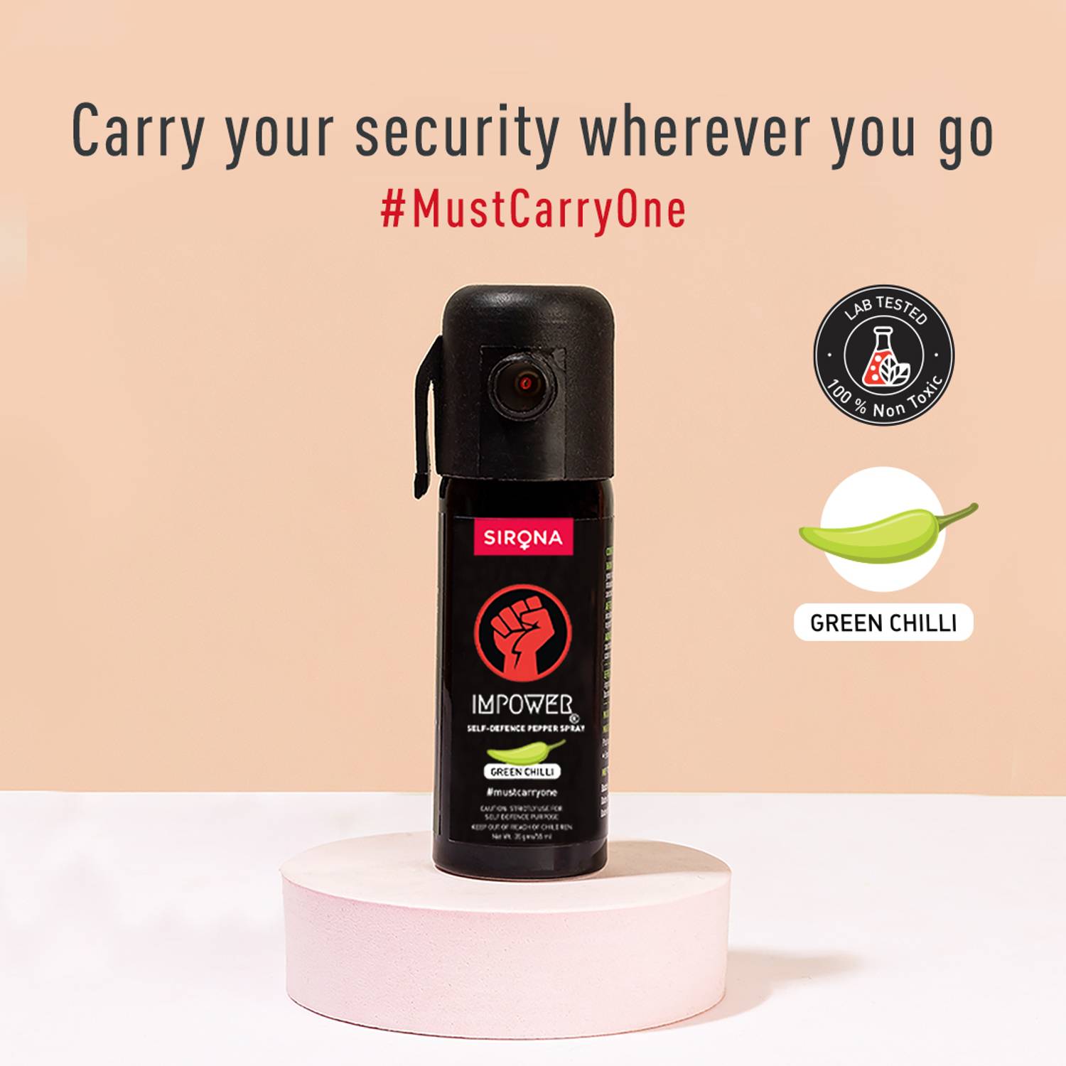 Impower Green Chilli Self-Defence Spray, 12 Ft Range, Pocket Size - Image 2