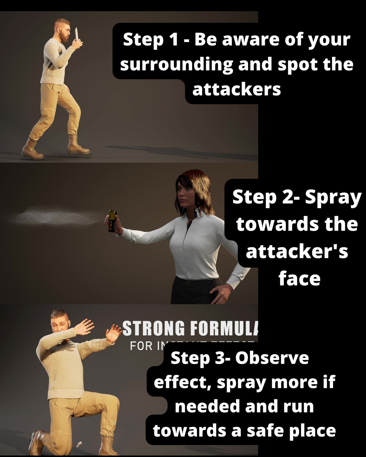 Image of Devil Will Cry DEVIL WILL CRY strongest black pepper spray tool pack of 3 Pepper Fogger Spray