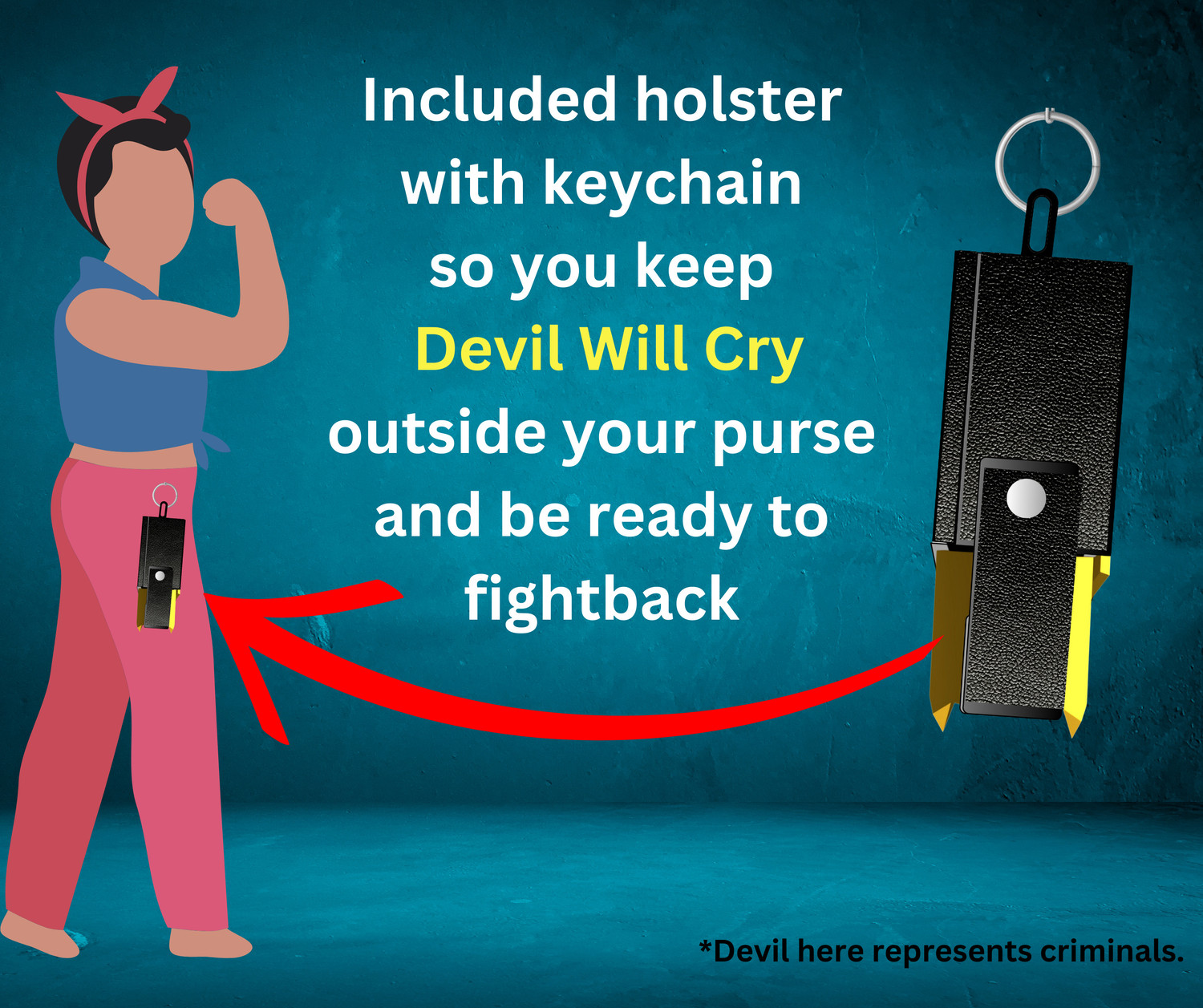Image of Devil Will Cry Pepper spray with glass breaker cap and free holster Pepper Foam Spray