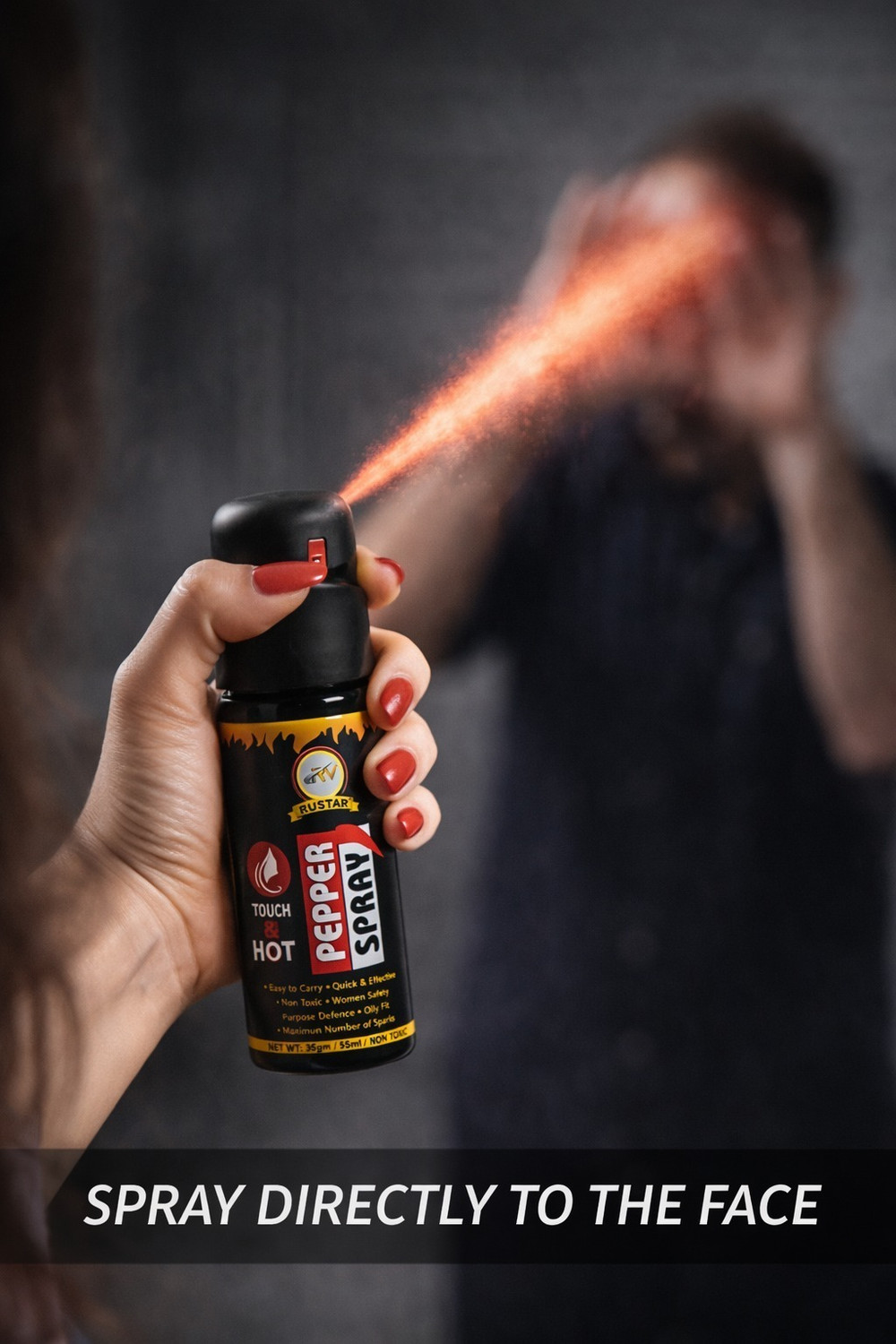 Image of RUSTAR Pepper Spray for Women Safety- Self Defense Spray (55ml each, Pack of 2) Pepper Stream Spray