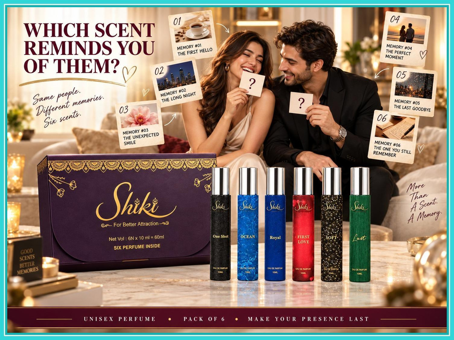 Image of SHIKI Luxury Floral Fragrance Set 6 Bottle Combo 6 x 10ml For Men Eau de Parfum - 60 ml (For Men & Women)