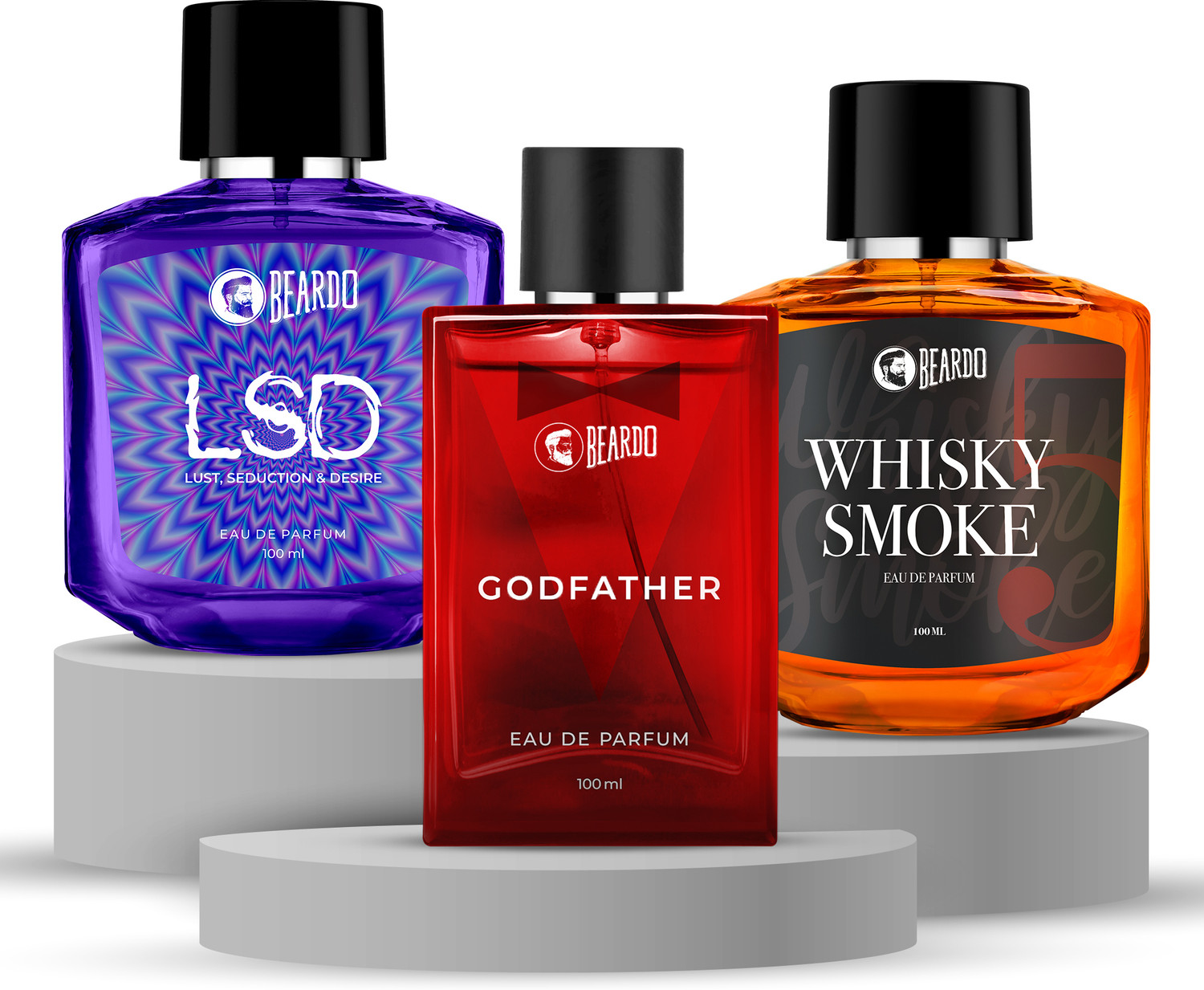 Image of BEARDO Godfather, LSD & Whiskey Smoke Perfume Perfume For Men | Long Lasting Fragrance Eau de Parfum - 300 ml