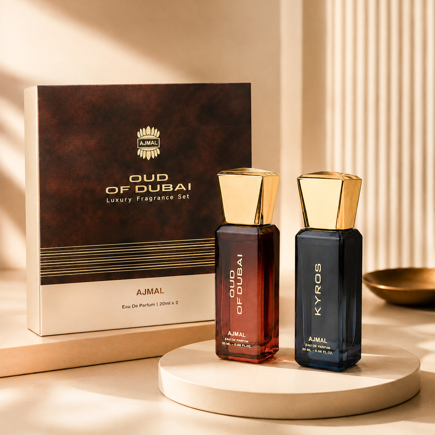 Image of Ajmal Oud of Dubai & Kyros Luxury Perfume Gift Set Oud Woody Musk Premium Collection Eau de Parfum - 40 ml