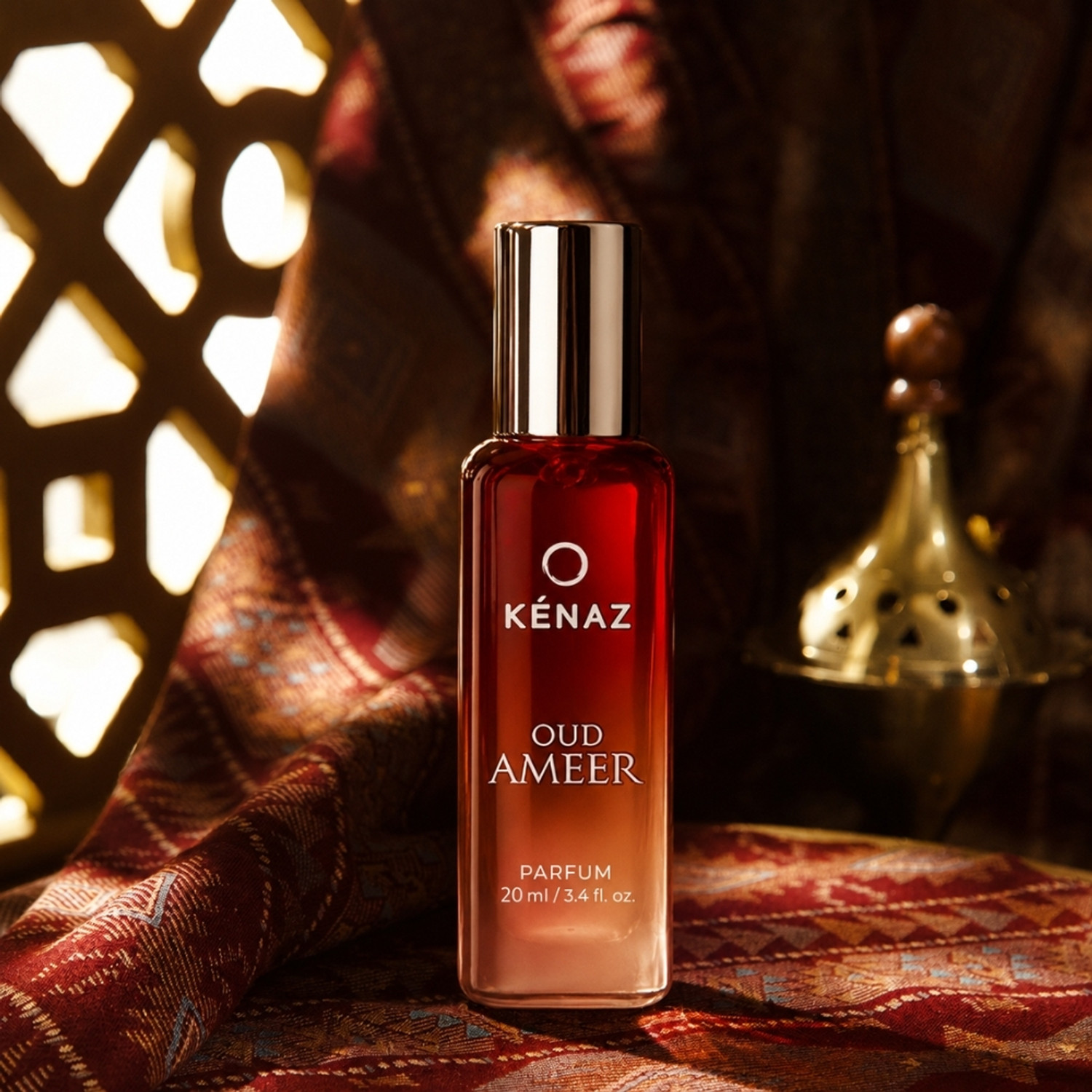 Image of Kenaz Oud Ameer Luxury Perfume for Men & Women | Amber Oud | Oil Dubai Unisex Eau de Parfum - 20 ml