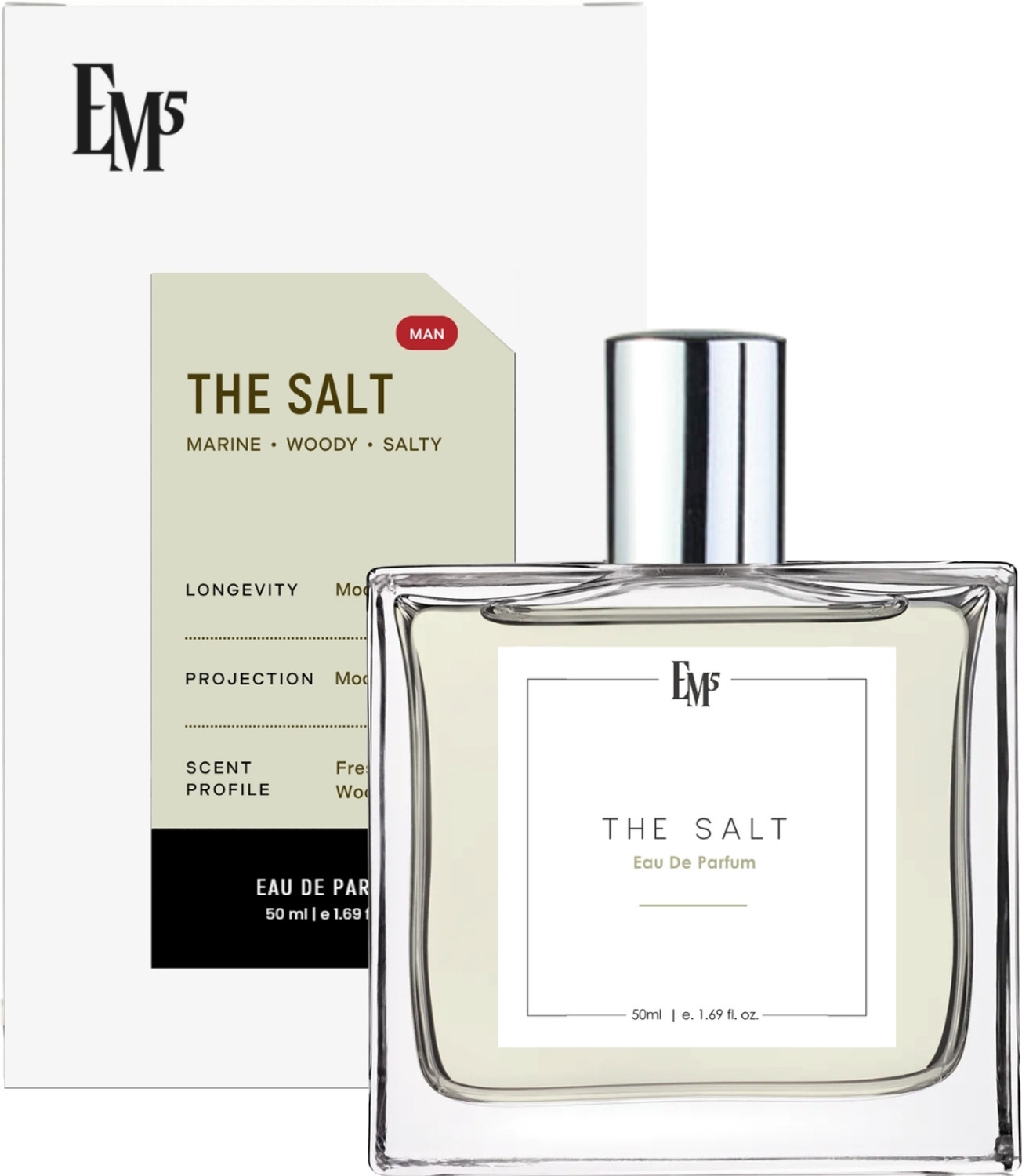 Image of Em5 The Salt EDP Perfume for Men | Marine Woody Salty Aromatic Fragrance | Eau de Parfum - 50 ml (For Men)