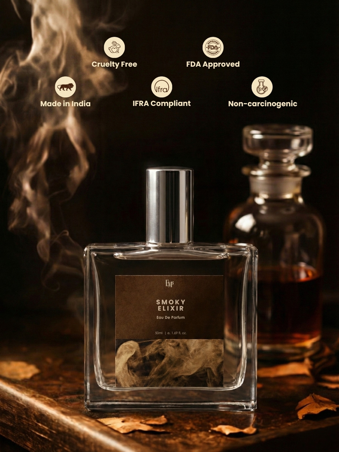 Image of Em5 Smoky Elixir EDP Perfume for Men | Incense, Smoky, Woody, Leather Fragrance | Eau de Parfum - 50 ml