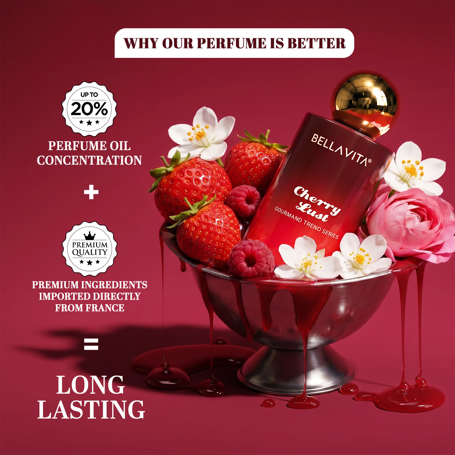 Image of BELLAVITA Cherry Lust | Gourmand Collection | Smell like a snack Eau de Parfum - 100 ml