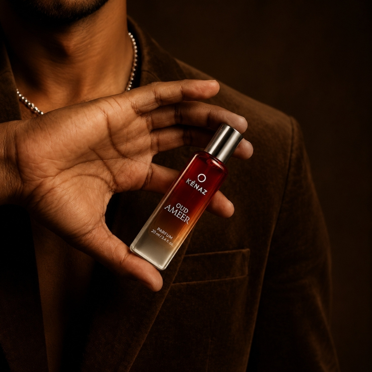 Image of Kenaz Oud Ameer Luxury Perfume for Men & Women | Amber Oud | Oil Dubai Unisex Eau de Parfum - 20 ml