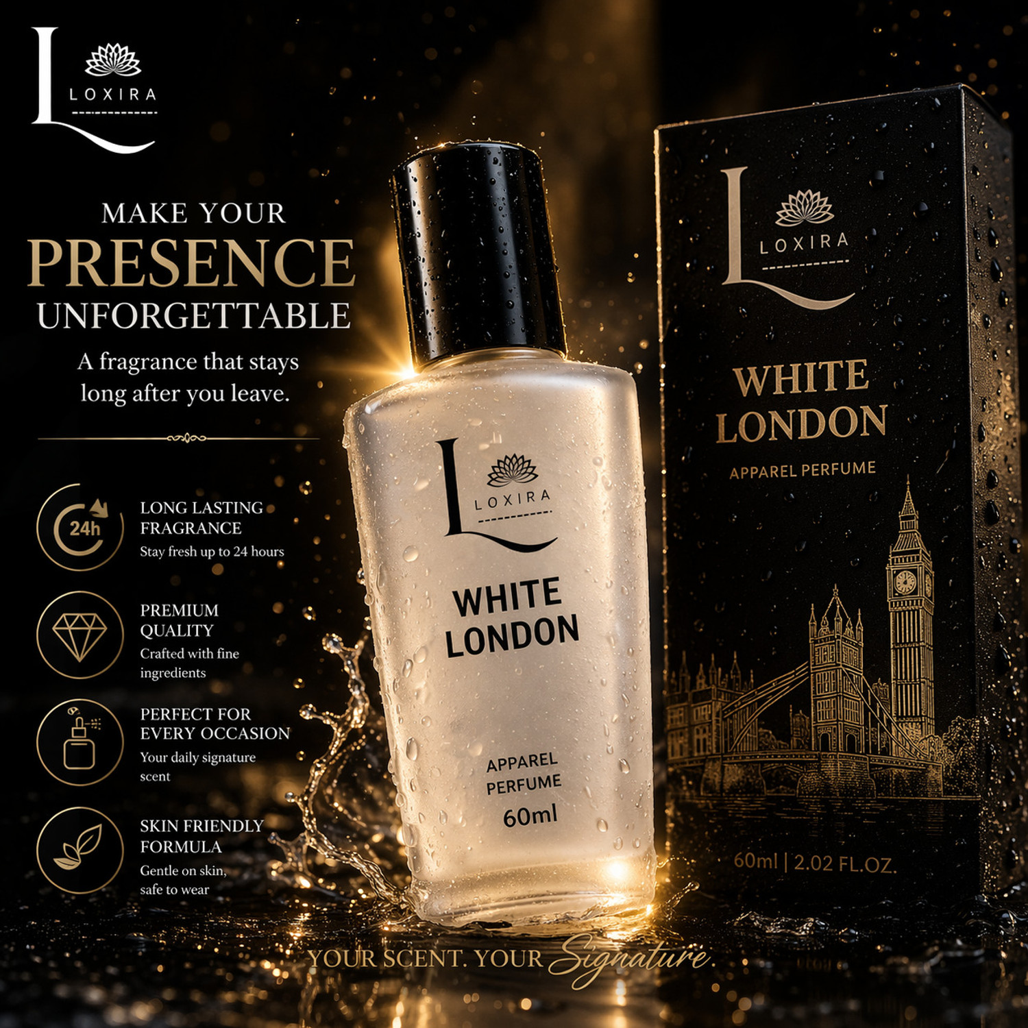 Image of Loxira White London Perfume 60ml Strong Perfume for Men Women Premium Eau de Parfum - 60 ml (For Men & Women)