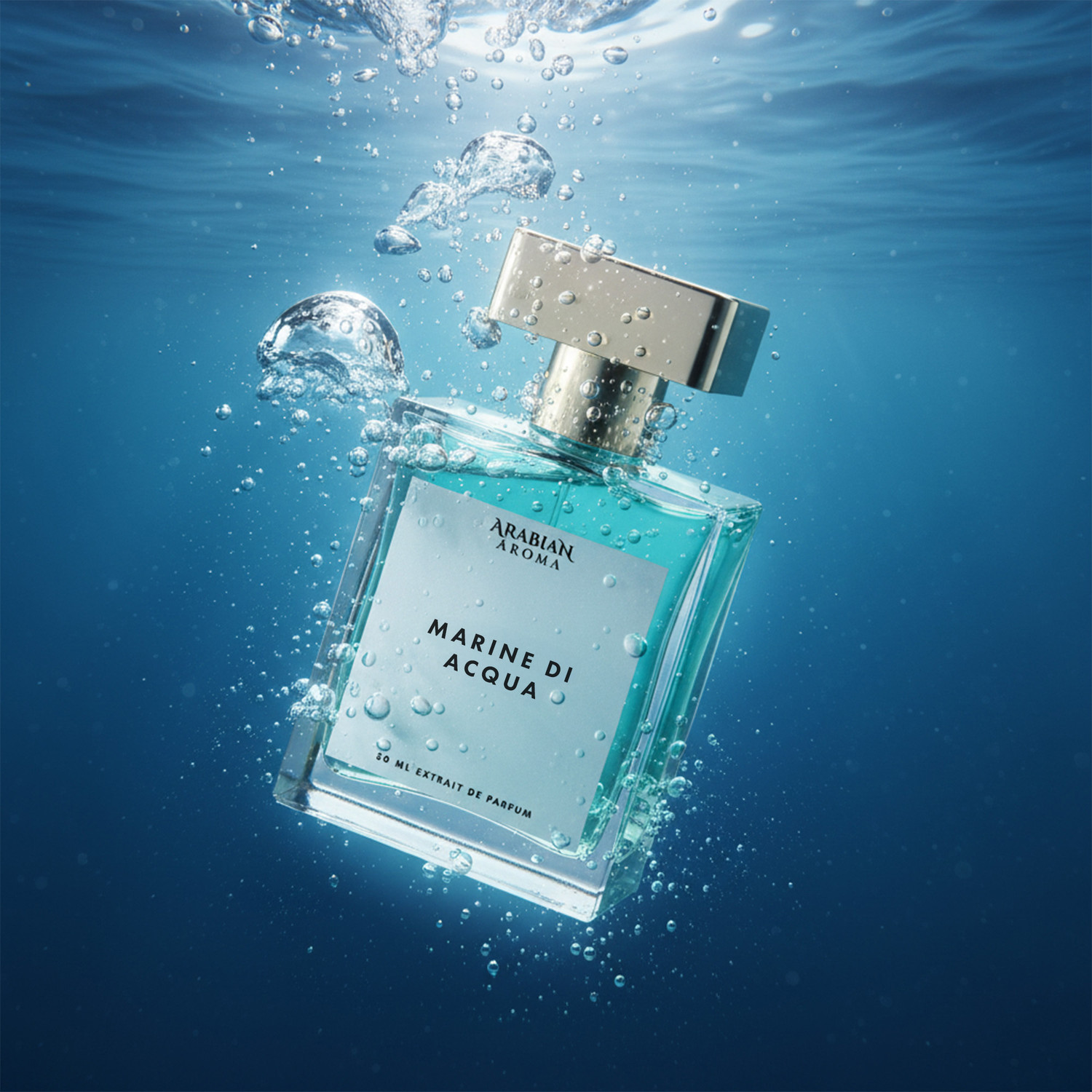 Image of Arabian Aroma Marine Di Acqua Perfume Fresh Bergamot, Lemon, Peach & Jasmine Extrait De Parfum - 50 ml