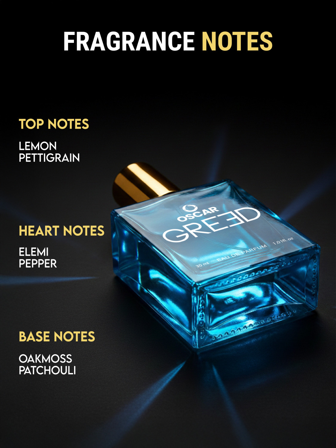 Image of OSCAR Chrome Black, Ignite, Greed Premium Perfume Combo, Strong, Long Lasting (30mlx3) Eau de Parfum - 90 ml