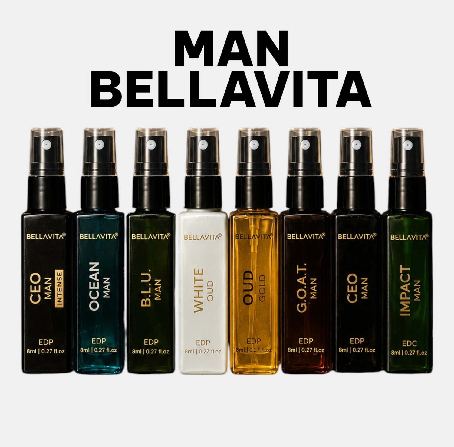Image of Bellavita Luxury Trial Pack Men Mini Perfume Gift Set 8x8ml Eau de Parfum - 64 ml